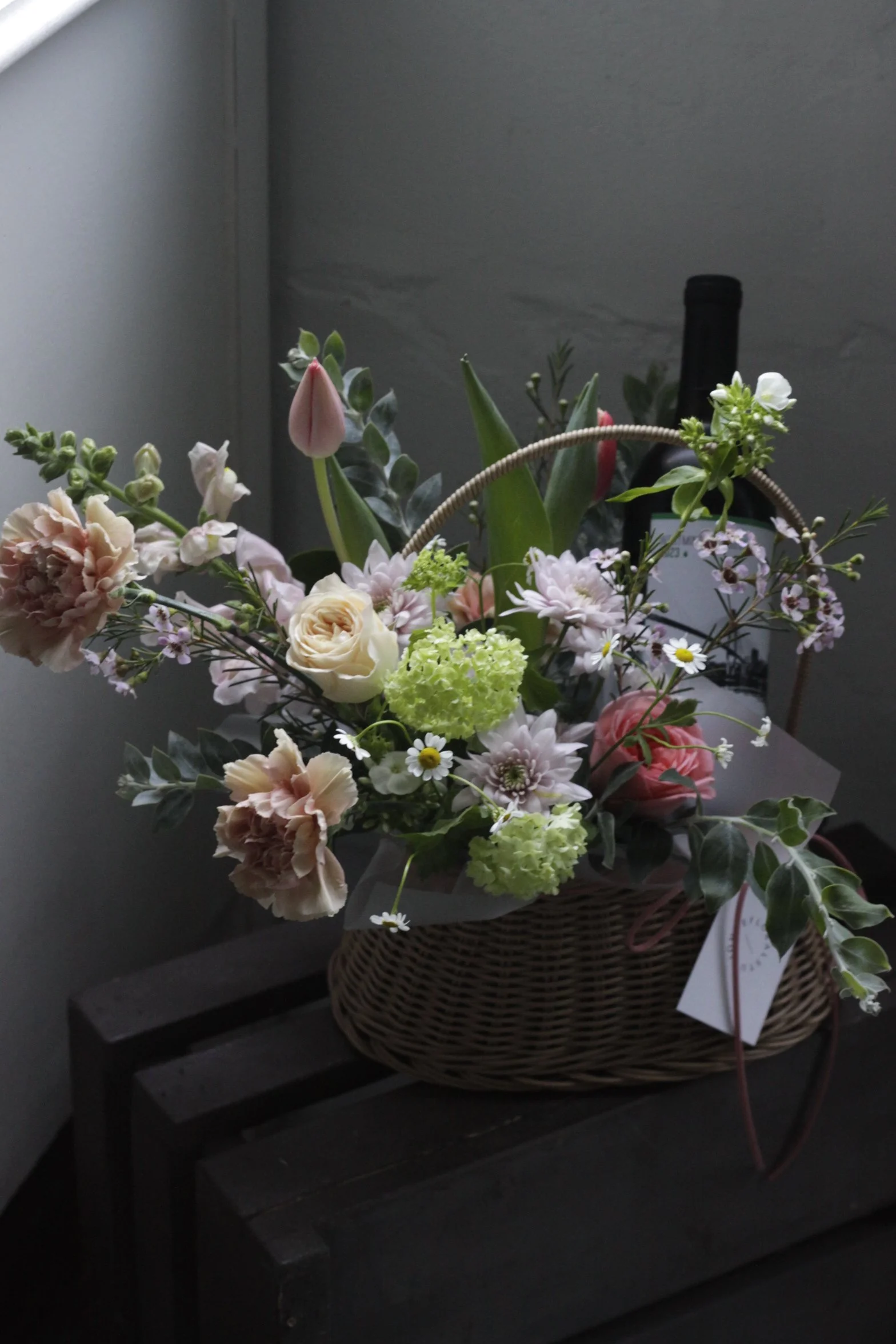 Flower & Wine Basket