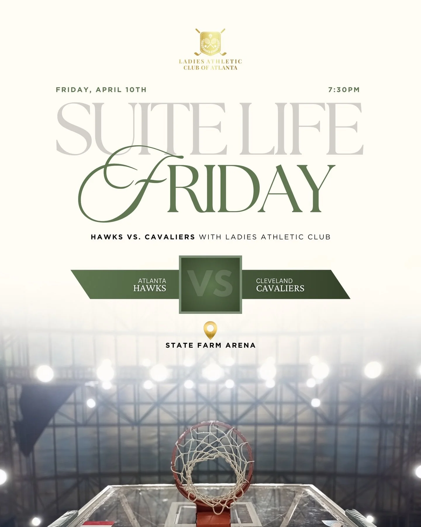 🏀✨ Suite Life Friday is Right Around the Corner&hellip; ✨🏀

Atlanta, we&rsquo;re almost there.

Our Suite Life Friday experience with the Ladies Athletic Club is happening soon at State Farm Arena as the Atlanta Hawks take on the Cleveland Cavalier