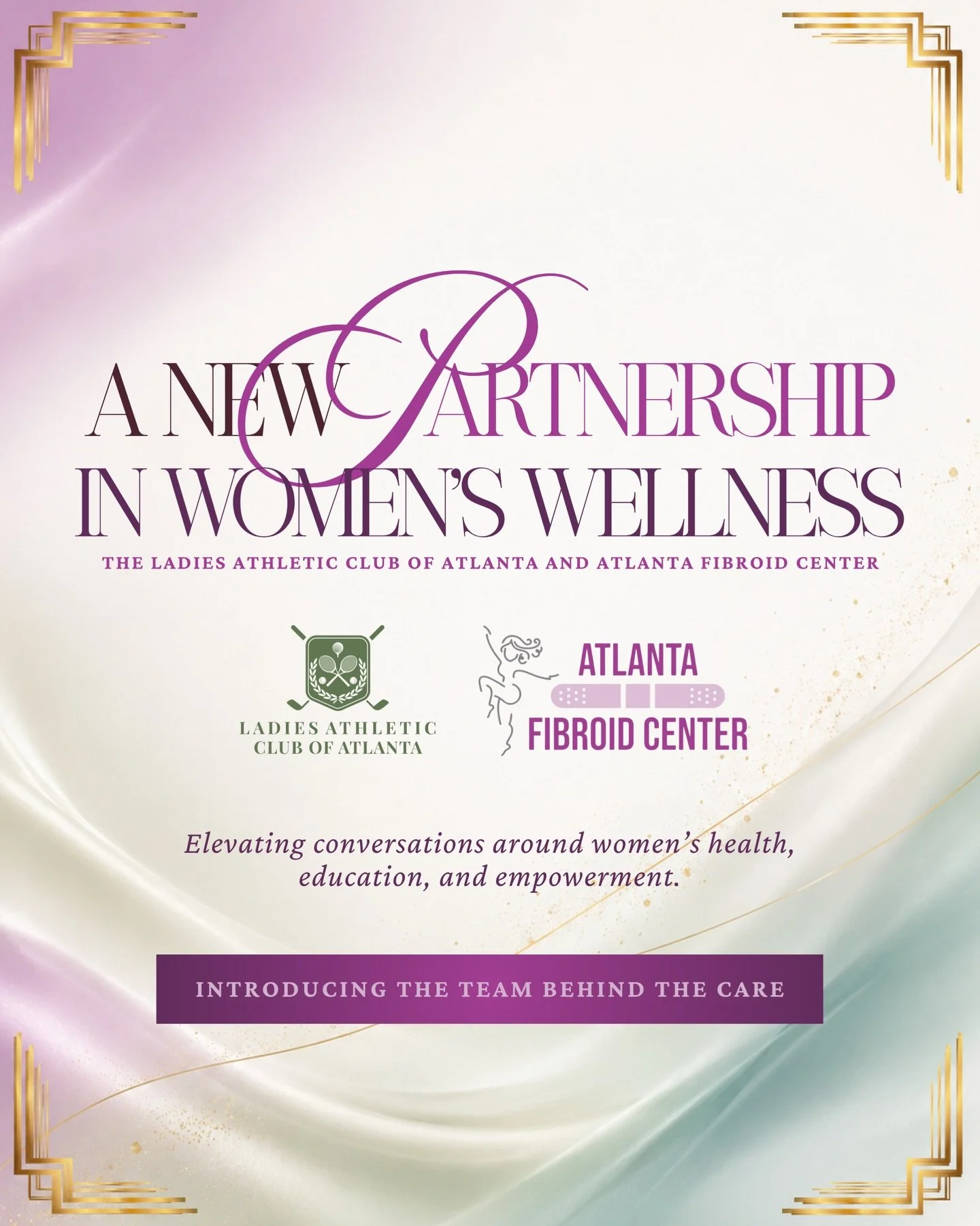 The Ladies Athletic Club is proud to officially launch our partnership with Dr. John Lipman, MD, FSIR and Dr. Sima Banerjee, MD of the Atlanta Fibroid Center @atlantafibroidcenter - a leading medical practice specializing in advanced, non-surgical tr