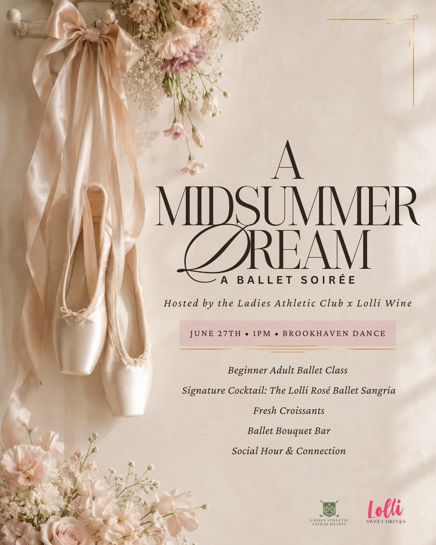 A Midsummer Dream: A Ballet Soir&eacute;e 🩰 

✨🩰 Exclusively for Ladies Athletic Club members ✨

Step into a dreamy afternoon of movement, elegance, and connection at A Midsummer Dream: A Ballet Soir&eacute;e &mdash; a beautifully curated members-o