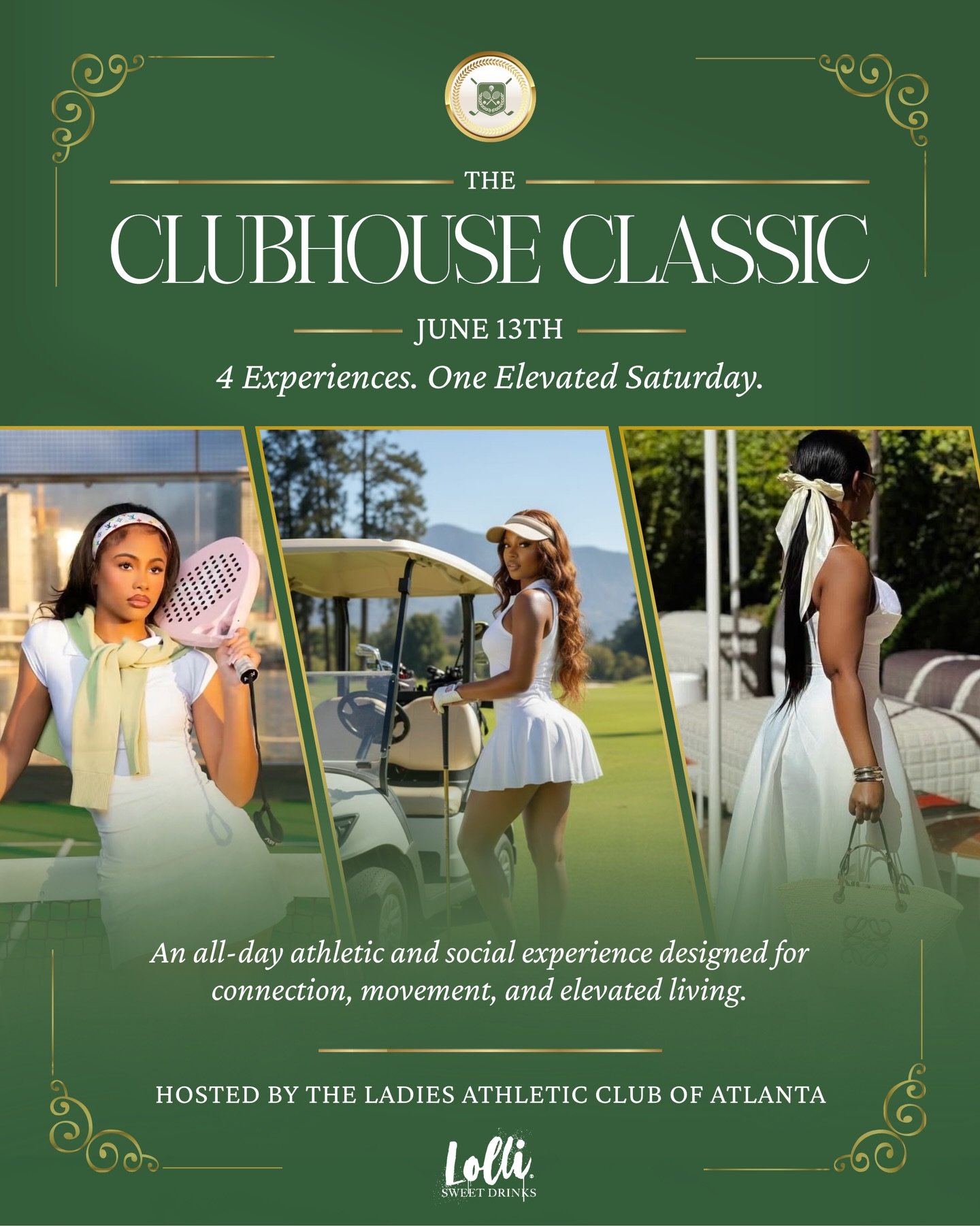 ✨ THIS SATURDAY ✨

The wait is over. The Ladies Athletic Club of Atlanta is bringing together 4 signature experiences for one unforgettable day at The Clubhouse Classic. 💚🤍

Whether you&rsquo;re joining us for tennis, golf, or our signature social 