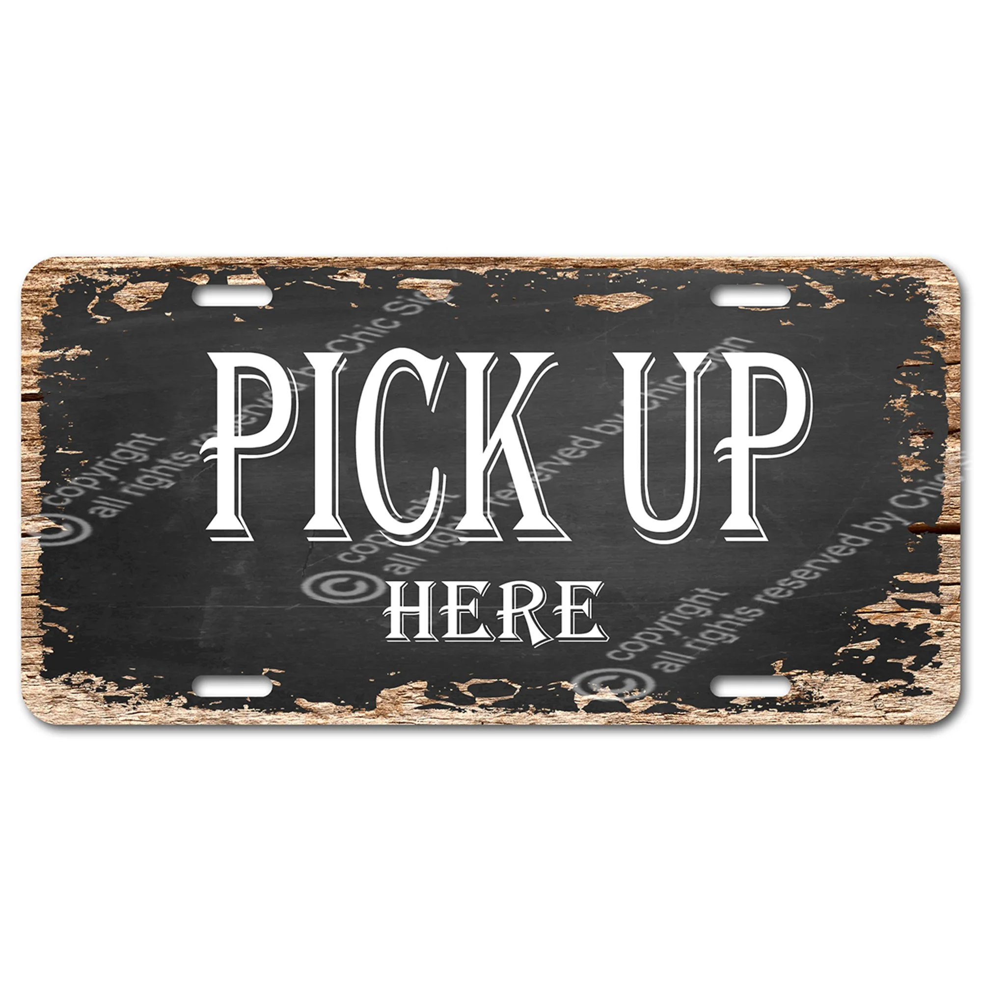 black rustic sign pickup here design