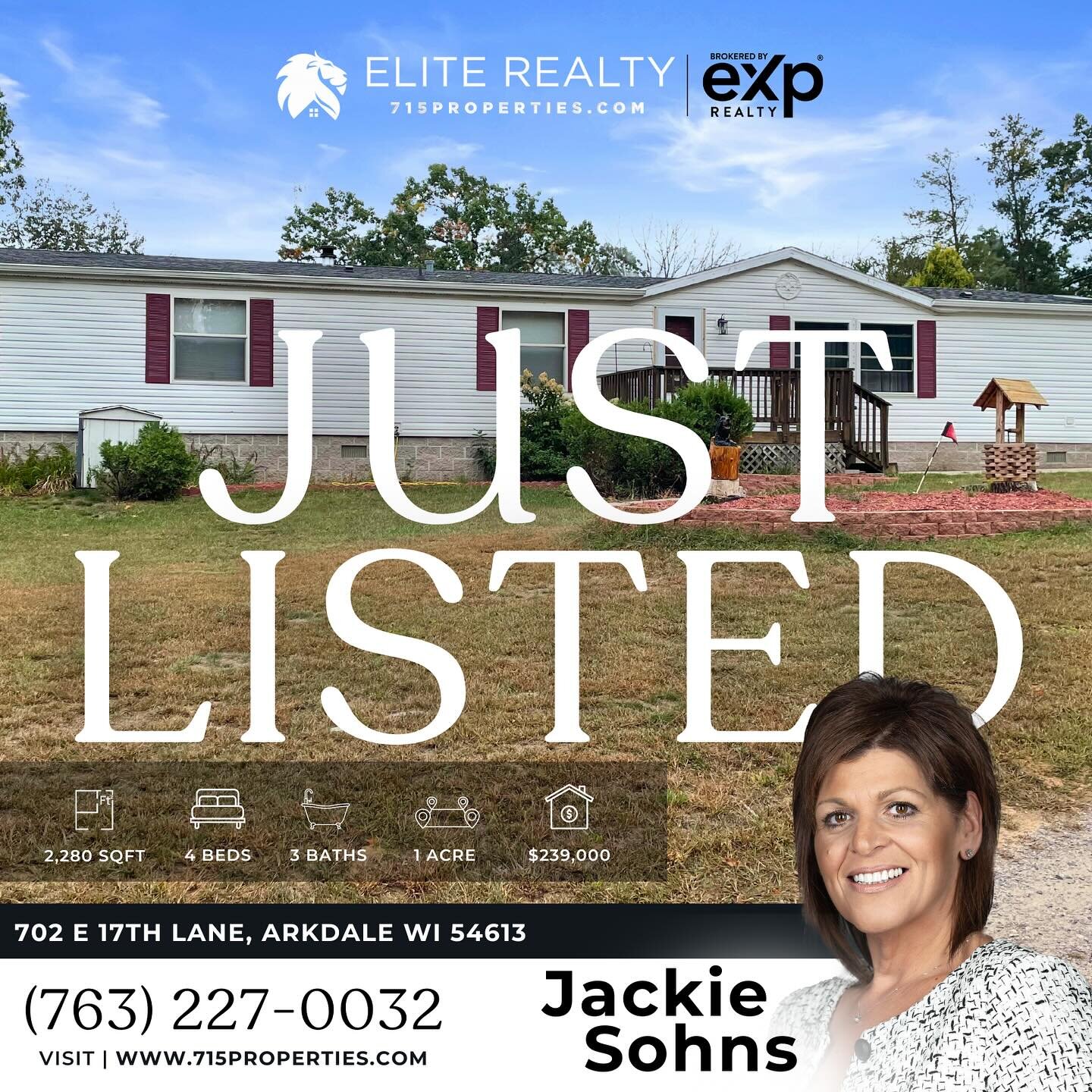 ✨Just Listed ✨Charming 4 bedroom, 3 full bathroom home situated on a spacious 1-acre lot, offering the perfect blend of comfort and space📍702 E 17th Lane, Arkdale | $239,000 | 🛏️ 4 | 🛁 3 | 🏞️ 1.00 acre - Contact Jackie Sohns- at (763) 227-0032 fo