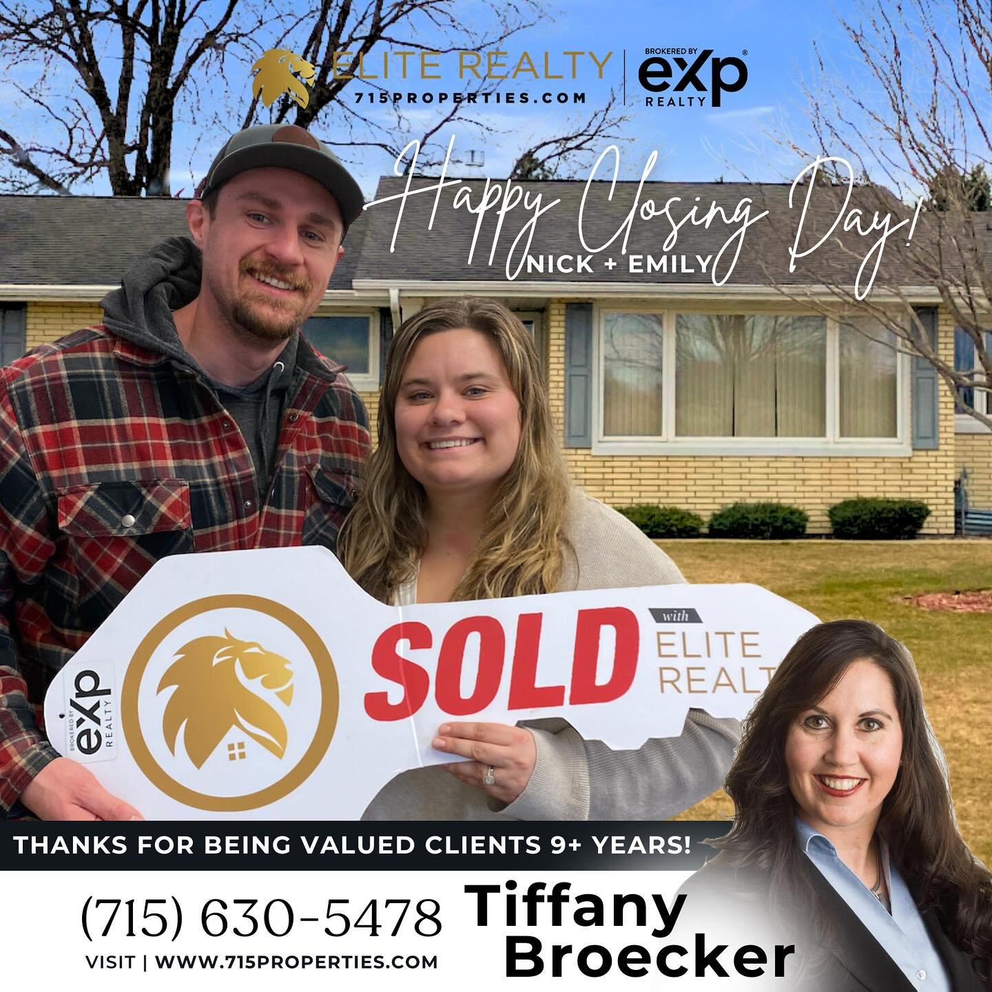 Congrats to Tiffany&rsquo;s buyers Emily &amp; Nick! It has been such a privilege and pleasure to be part of your home buying &amp; selling journey for the past nine years.&nbsp;You guys are wonderful!&nbsp;I&rsquo;m so grateful to be your trusted ag