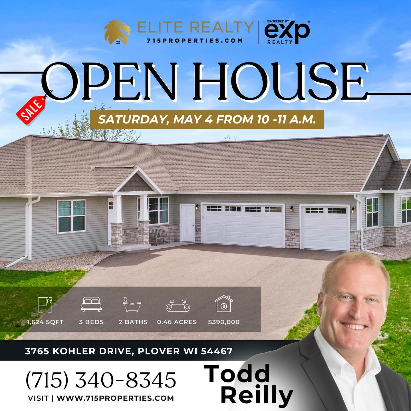 ✨ New Listing Open House ✨ Saturday, May 4, from 10-11 a.m. Welcome to your dream home in Plover&rsquo;s coveted Wood Pointe subdivision! This stunning California split ranch boasts a modern open-concept layout, featuring vaulted ceilings that seamle