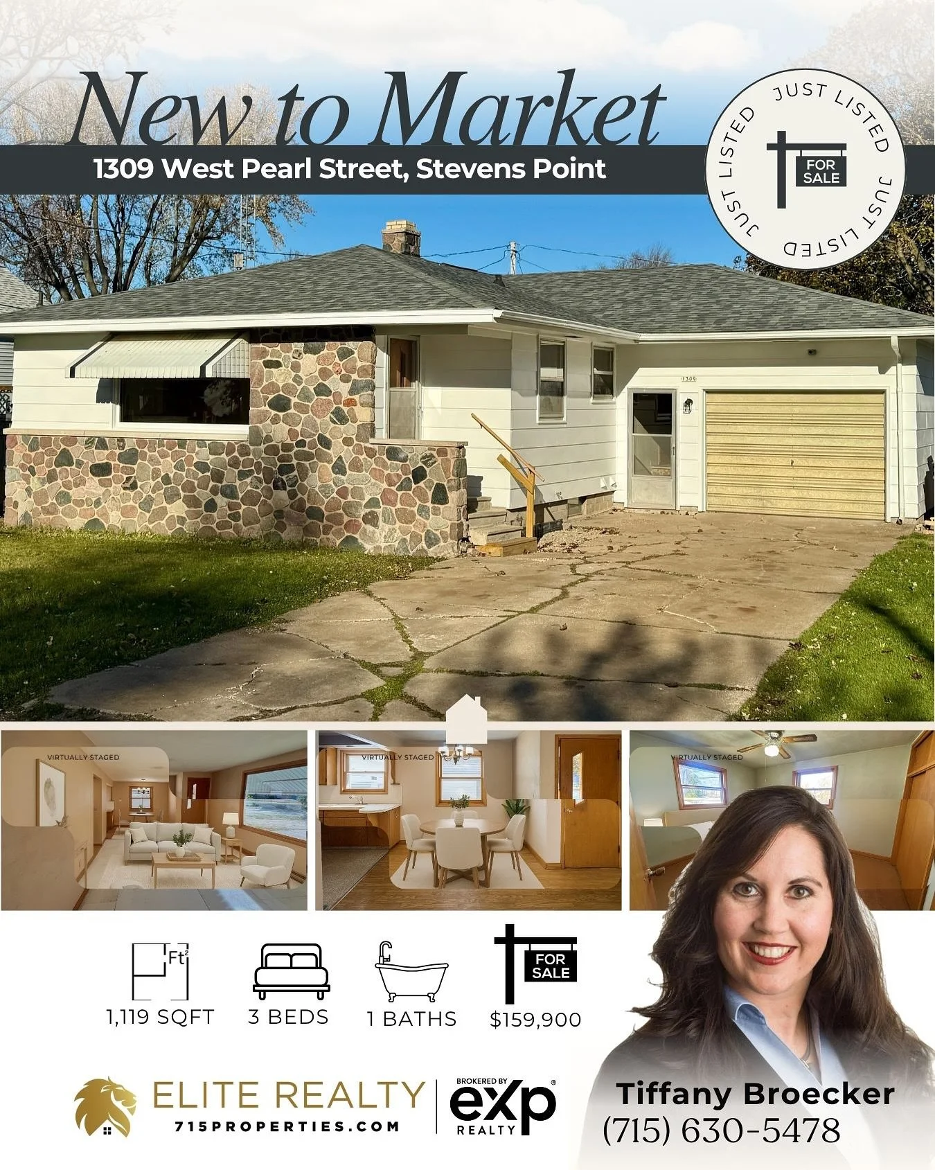 ✨New to Market✨ Bring your vision and creativity to this 1,100+ sq. ft. 3 bed, 1 bath ranch located just two blocks from the WISCONSIN RIVER &amp; KASH Park. This solid home offers incredible opportunity to build equity, renovate, or flip for profit.