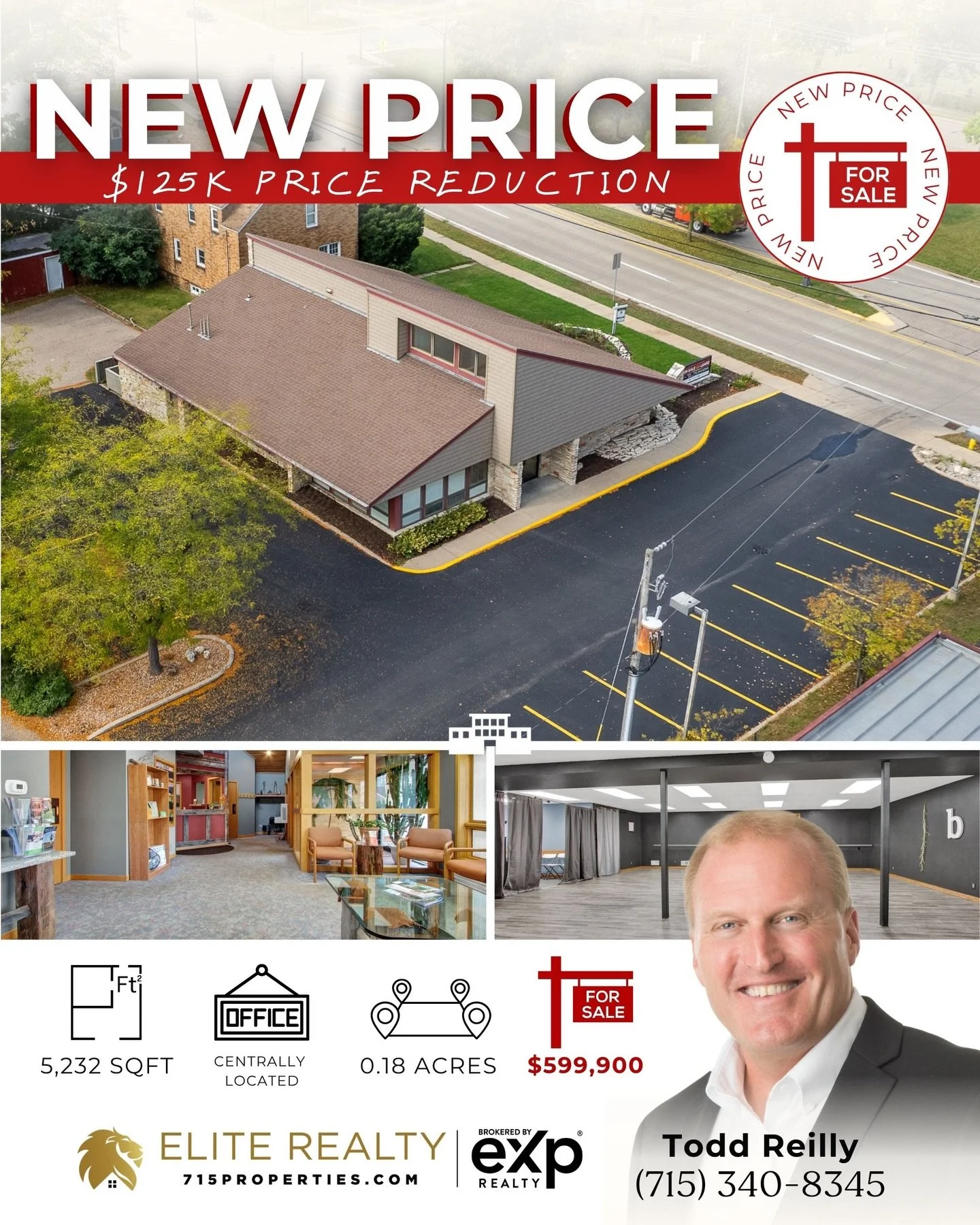 ✨NEW $125K Price Reduction ✨ A rare find in a high-visibility location! This well-maintained commercial building was designed by Revelations Architects in 1983 for Twit Chiropractic and is move-in ready for a variety of professional and white-collar 