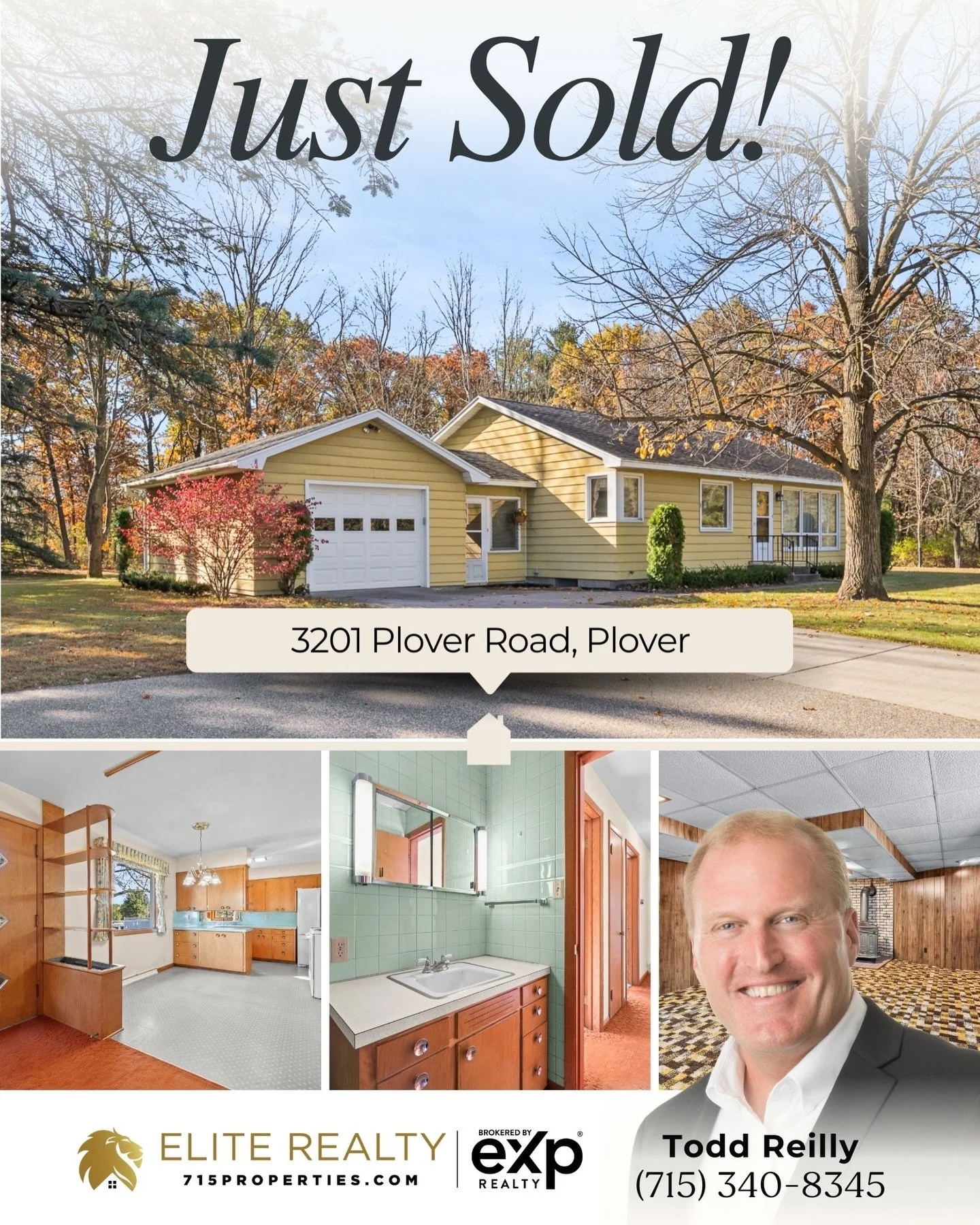 This thoughtfully designed mid-century modern home is #SOLD 🏡 Are you considering buying or selling? 📱Call Todd (715) 340-8345 #EliteRealtyTeam #Sold