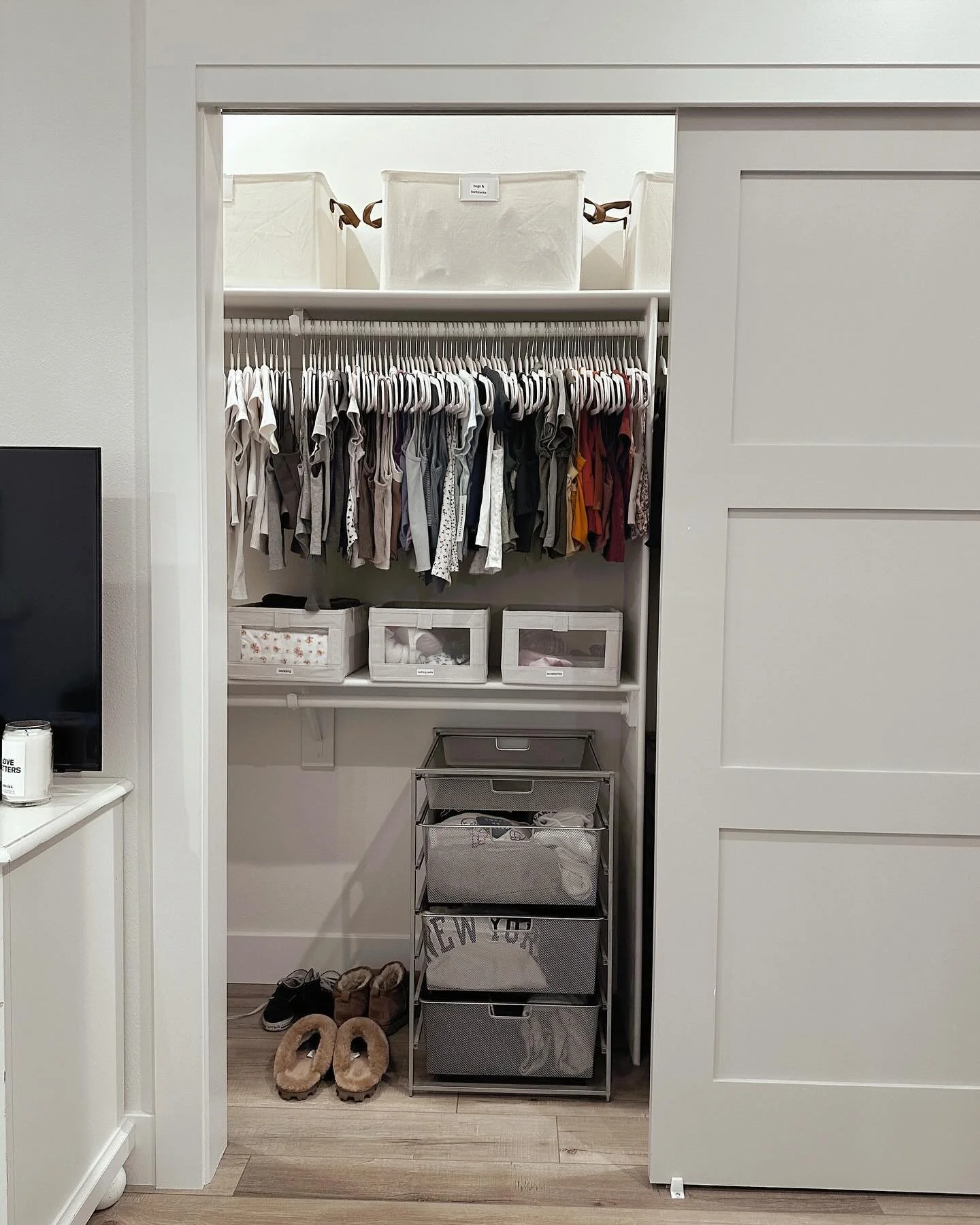 Before starting a remodel is the perfect time to declutter and edit your home. That&rsquo;s exactly what this client did. And then I came in to put it all back together. This is their daughter&rsquo;s beautiful closet. I love that we did not need to 
