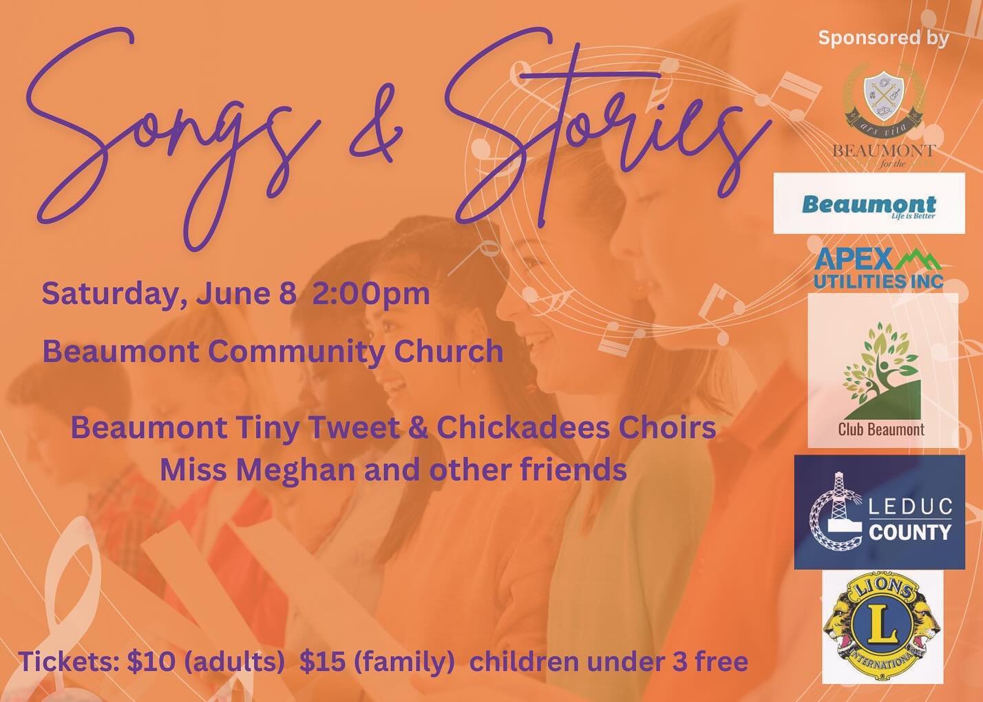 Our children&rsquo;s concert on June 8 will be a delightful mixture of songs, silliness, stories, and so much fun for the whole family!

Tickets available at www.beaumontsongbirdschoirs.com
