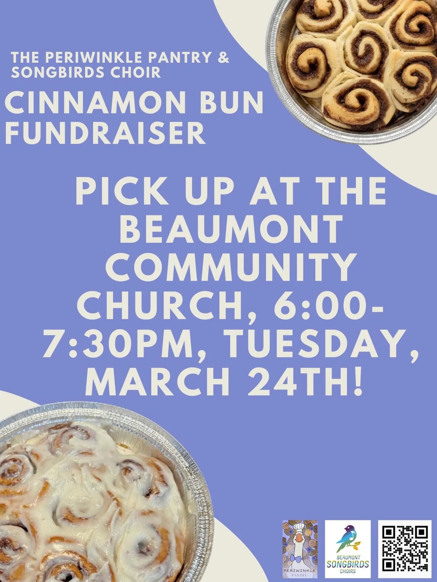 Cinnamon bun fundraiser orders close on Saturday, and pickup is Tuesday evening! 👩&zwj;🍳