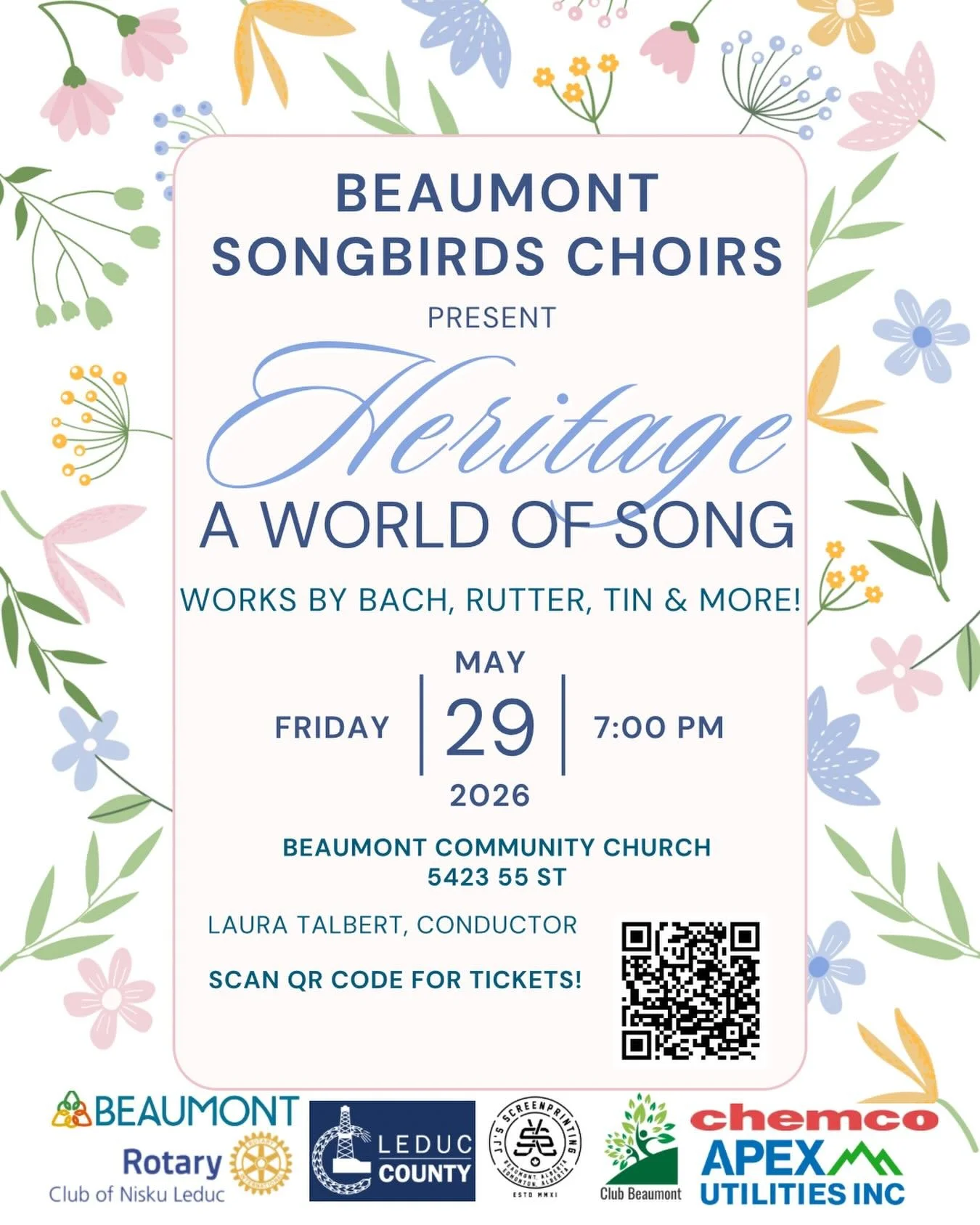 Our last concert of the season happens next Friday 7:00 PM at the Beaumont Community Church!

Join our adults, teens, and seniors as we bring music from around the world to our community of Beaumont!

You can grab tickets on our ticketing website at 