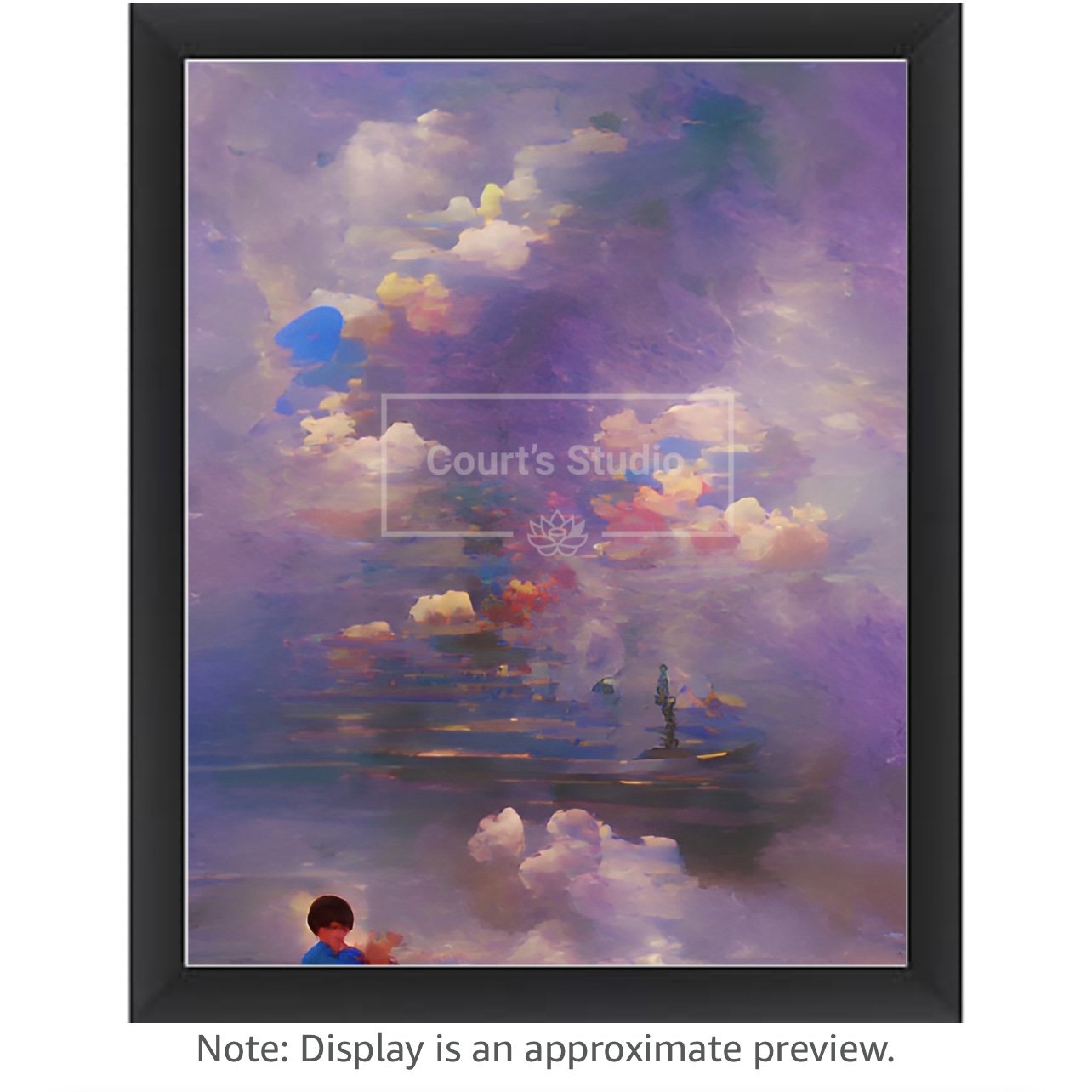 Custom 16x20 synesthesia art canvas with a sleek black frame, blending vibrant visuals and sounds in a unique design.