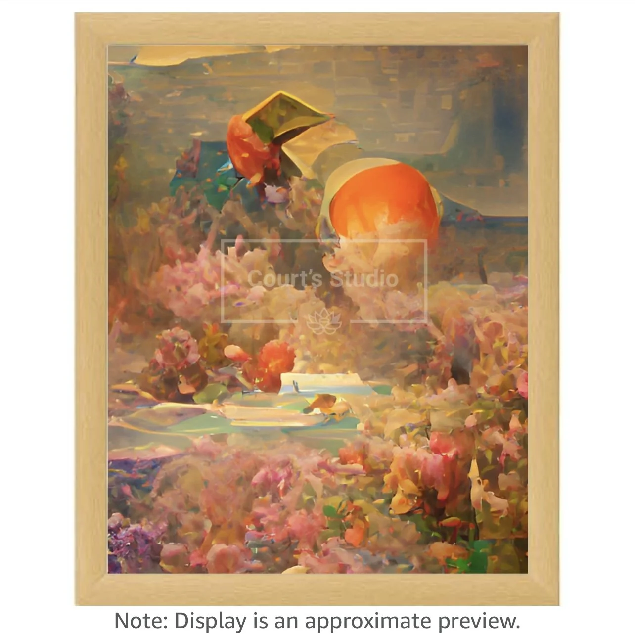 Custom 16x20 synesthesia art canvas with a classic neutral frame, showcasing vibrant and immersive visuals and sounds.