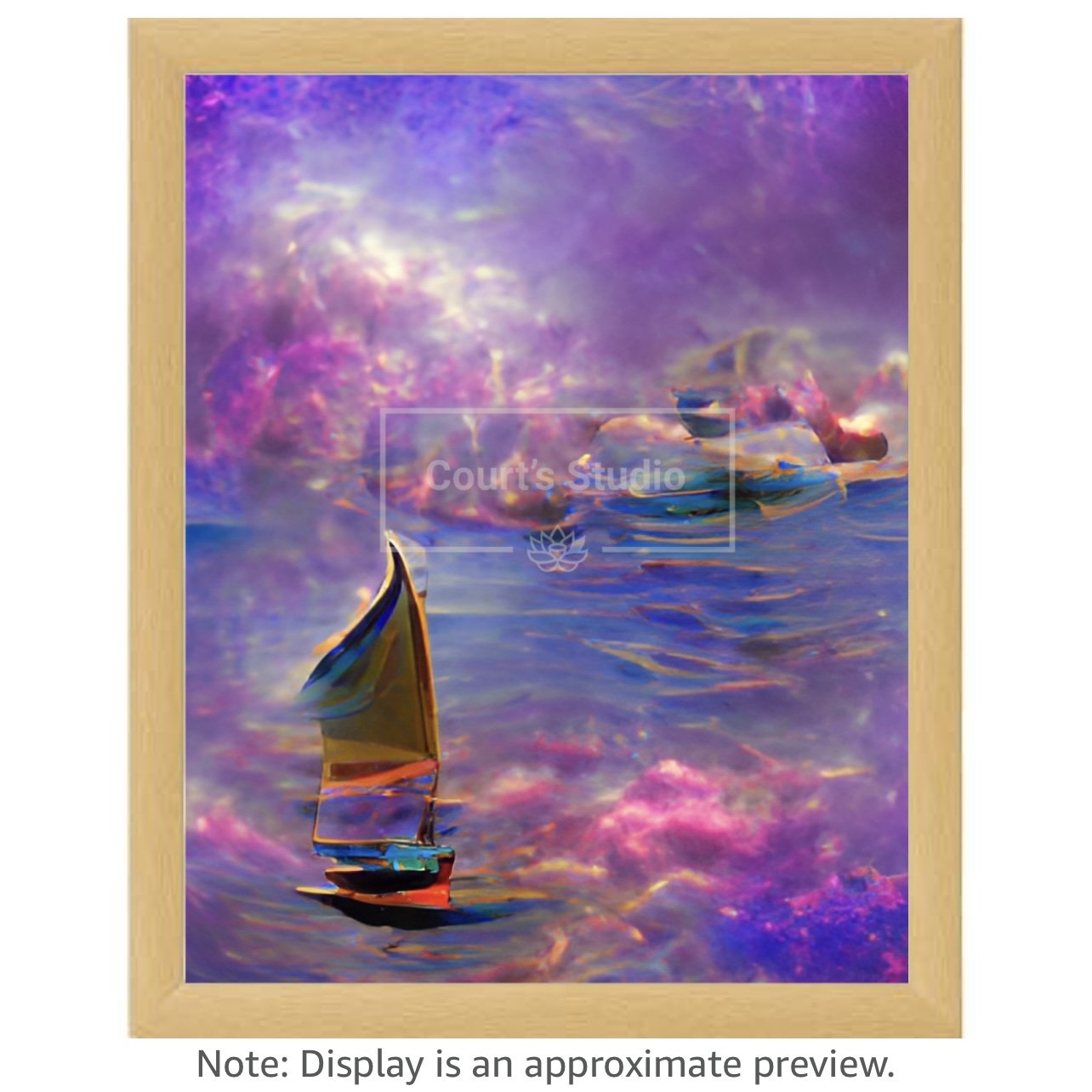 Custom 16x20 synesthesia art canvas with a classic neutral frame, showcasing vibrant and immersive visuals and sounds.
