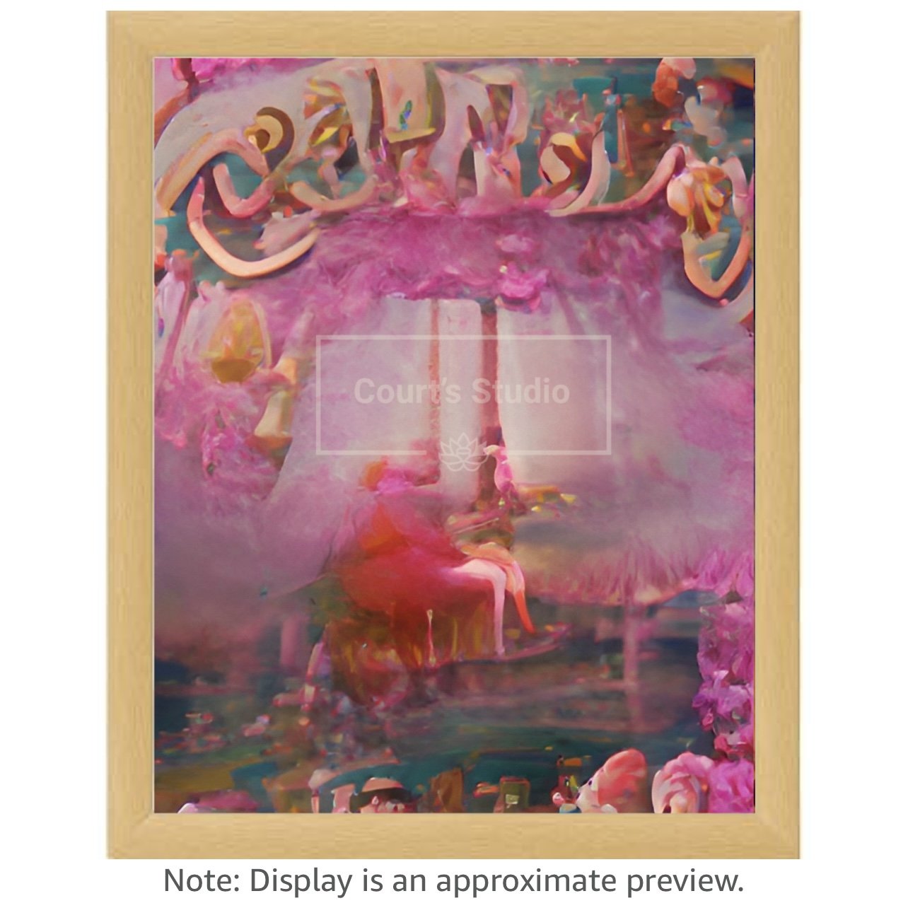 Custom 16x20 synesthesia art canvas with a classic neutral frame, showcasing vibrant and immersive visuals and sounds.