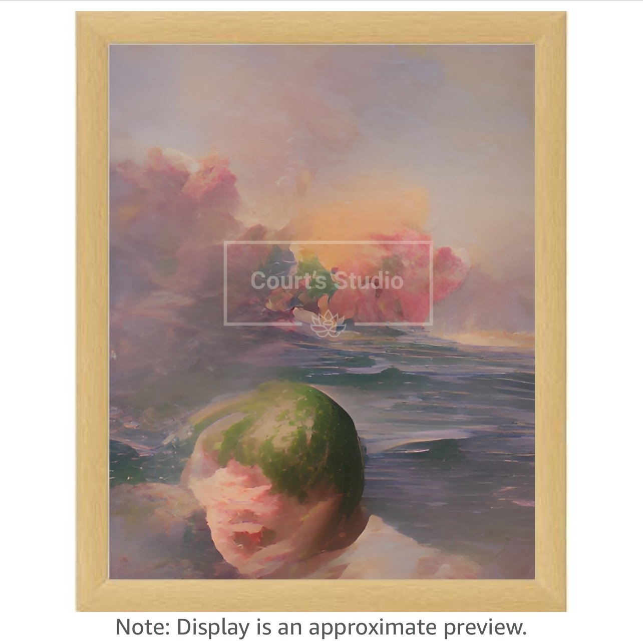 Custom 16x20 synesthesia art canvas with a classic neutral frame, showcasing vibrant and immersive visuals and sounds.