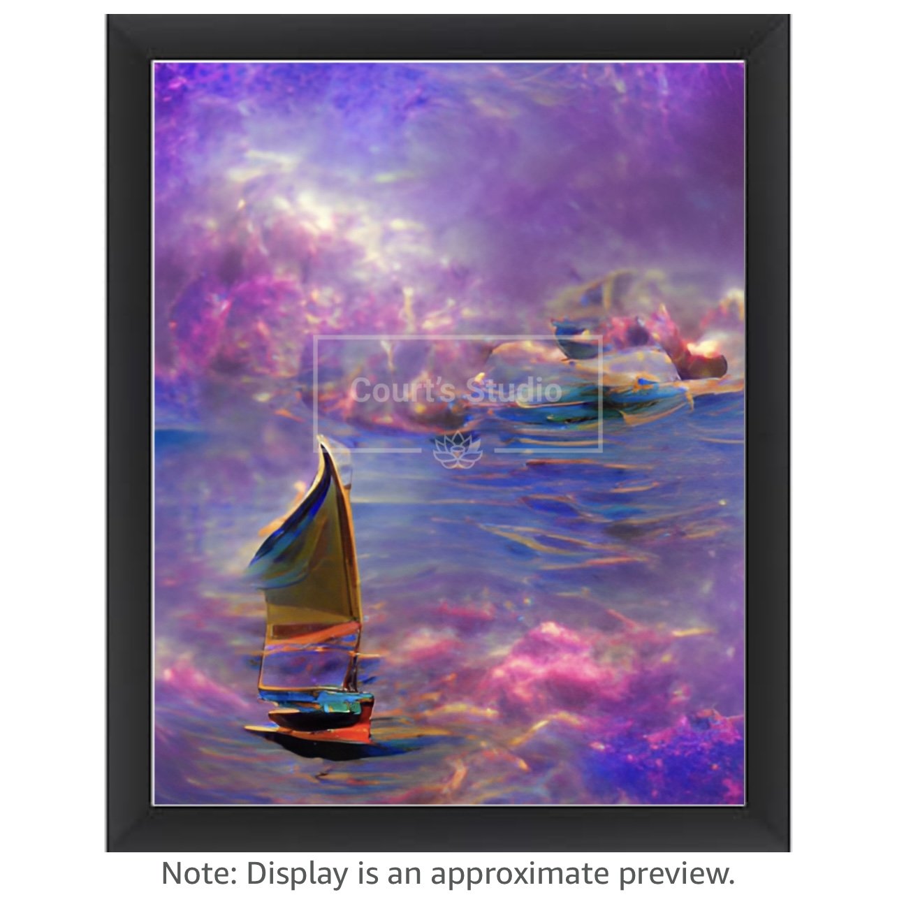 Custom 16x20 synesthesia art canvas with a sleek black frame, blending vibrant visuals and sounds in a unique design.