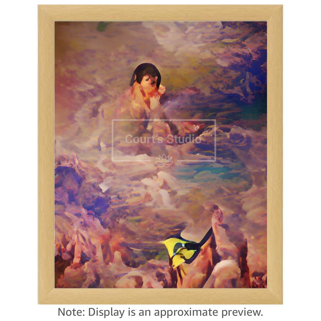 Custom 16x20 synesthesia art canvas with a classic neutral frame, showcasing vibrant and immersive visuals and sounds.