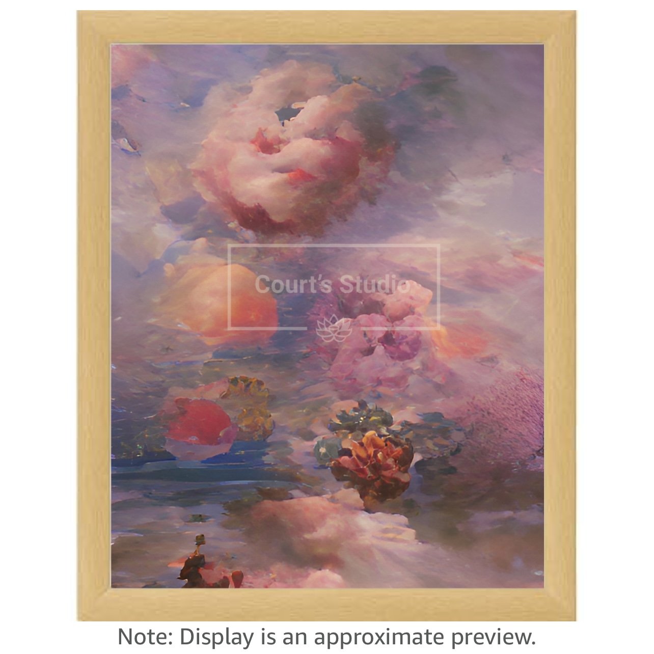 Custom 16x20 synesthesia art canvas with a classic neutral frame, showcasing vibrant and immersive visuals and sounds.