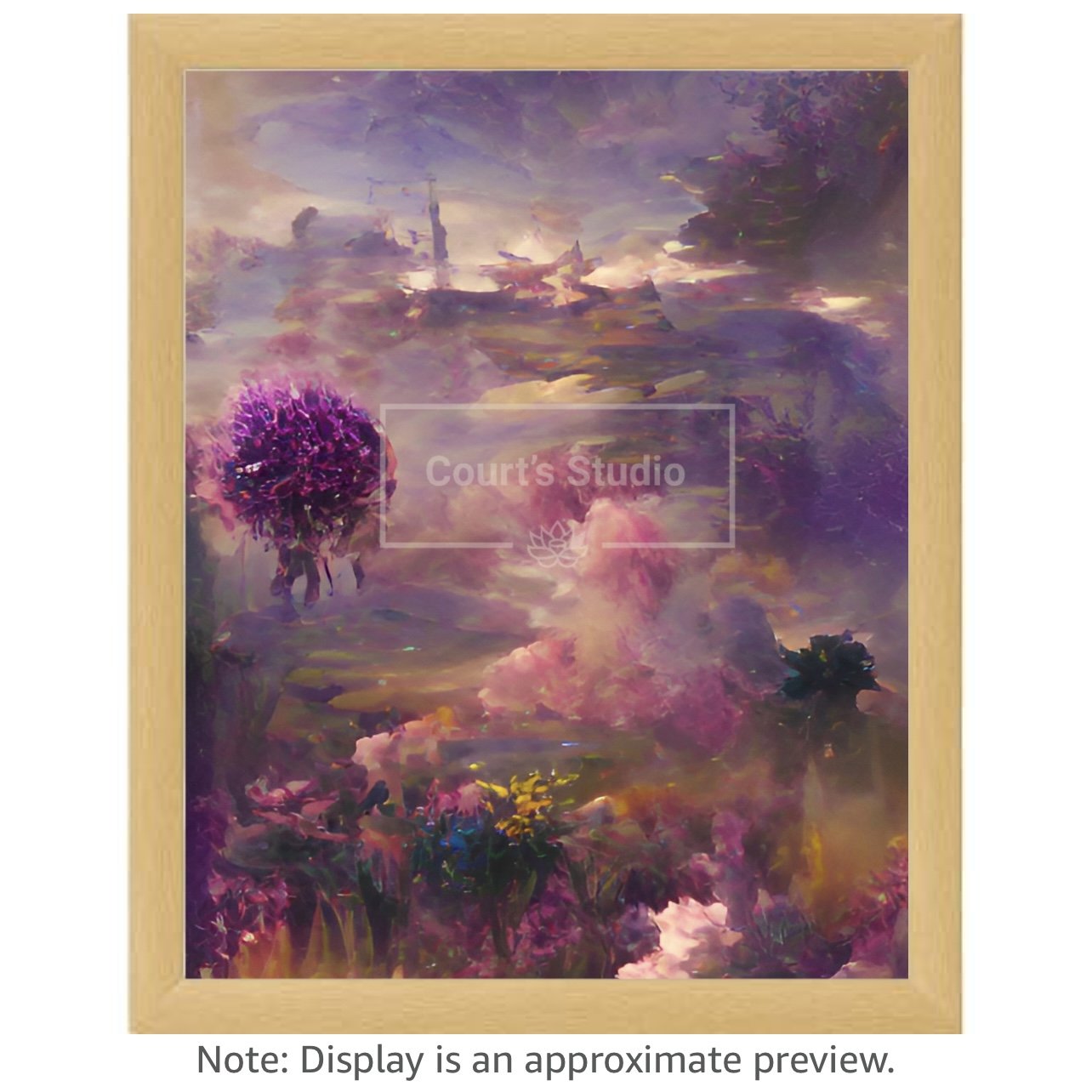 Custom 16x20 synesthesia art canvas with a classic neutral frame, showcasing vibrant and immersive visuals and sounds.