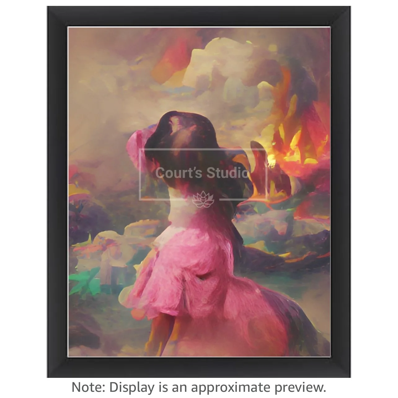 Custom 16x20 synesthesia art canvas with a sleek black frame, blending vibrant visuals and sounds in a unique design.