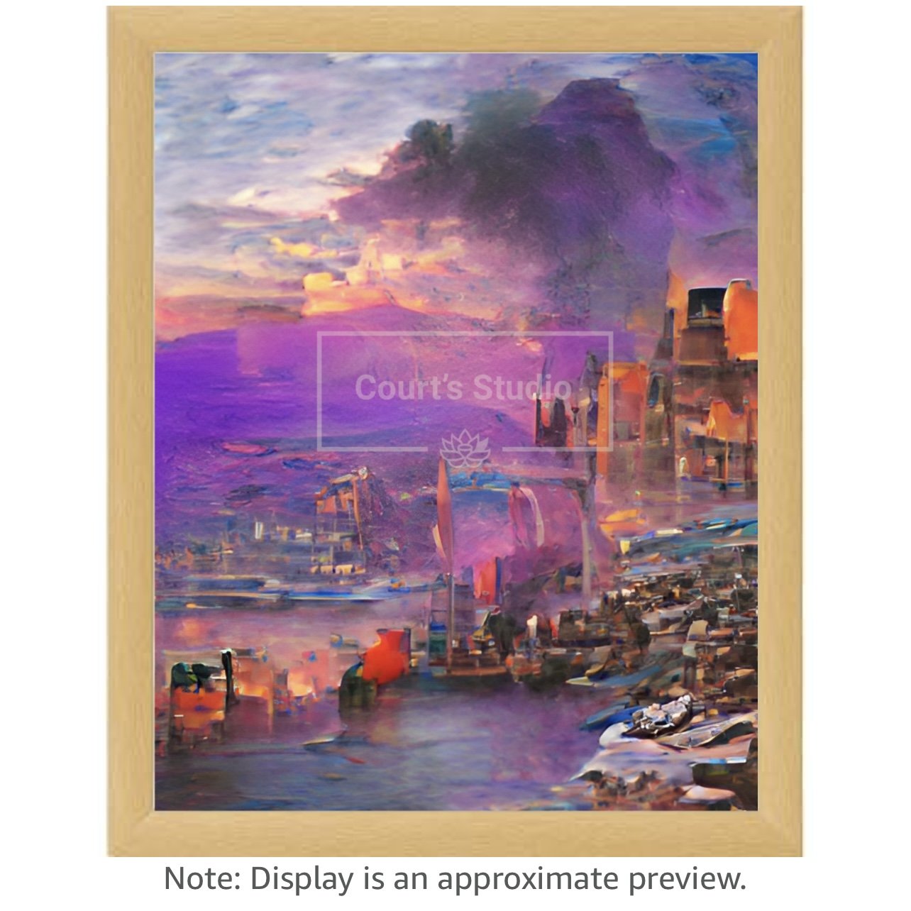 Custom 16x20 synesthesia art canvas with a classic neutral frame, showcasing vibrant and immersive visuals and sounds.