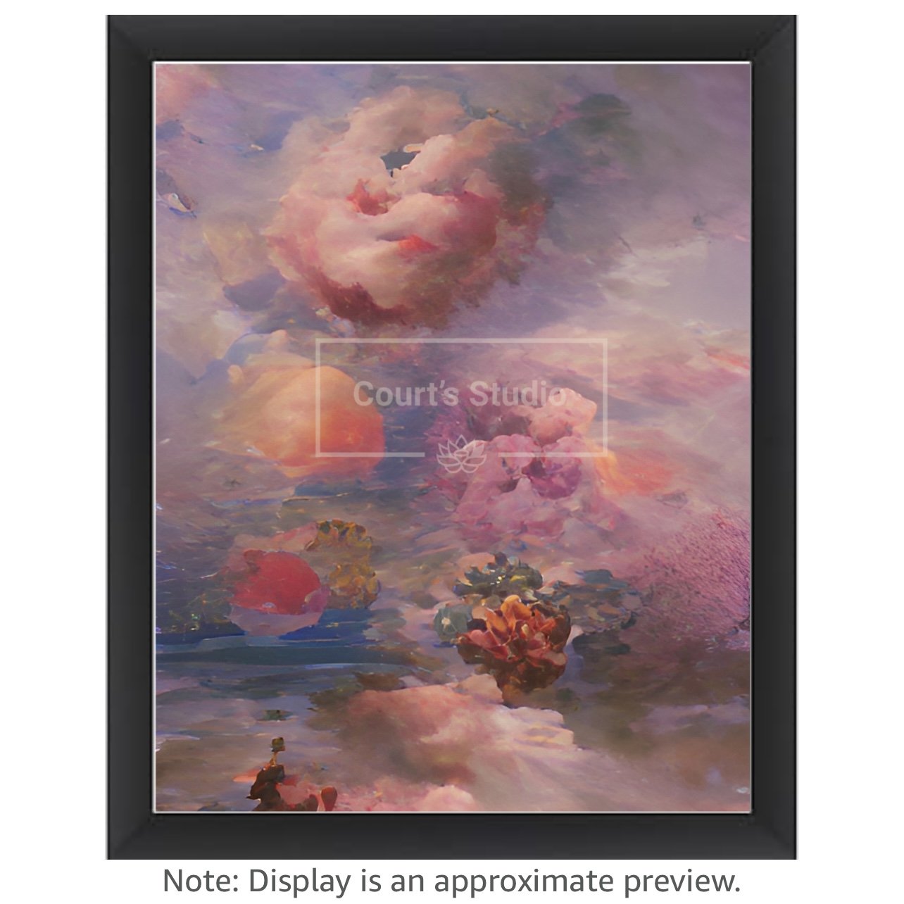 Custom 16x20 synesthesia art canvas with a sleek black frame, blending vibrant visuals and sounds in a unique design.
