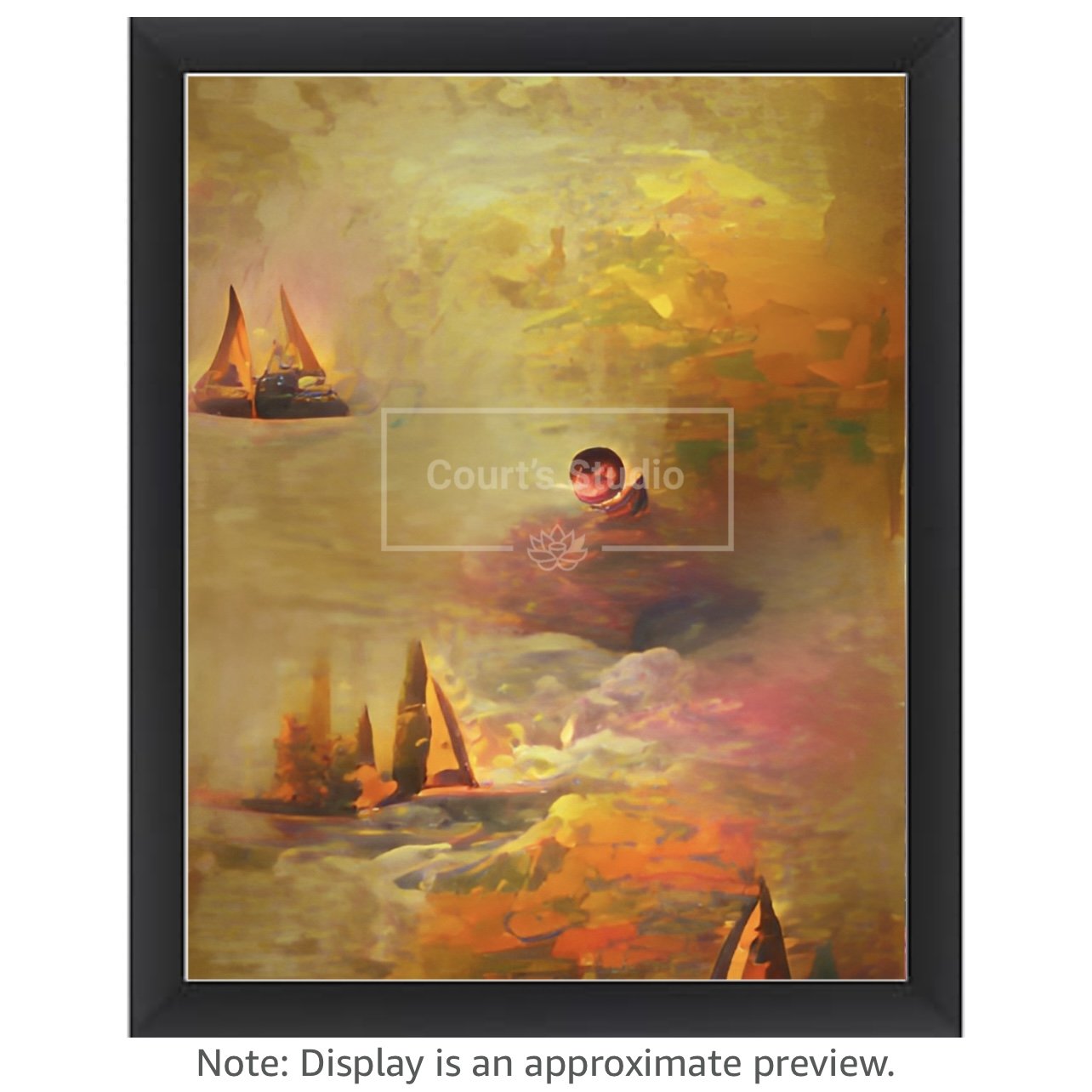 Custom 16x20 synesthesia art canvas with a sleek black frame, blending vibrant visuals and sounds in a unique design.