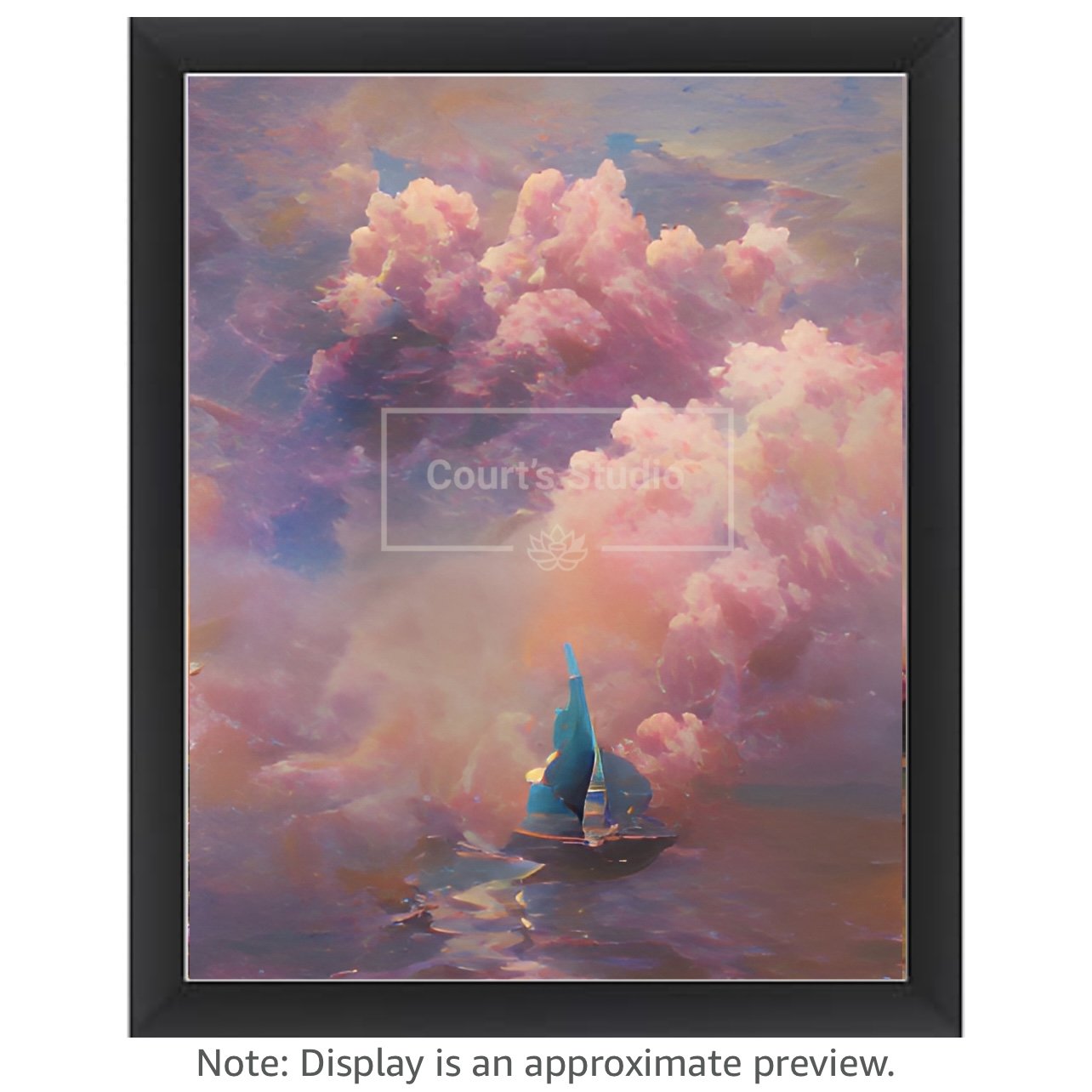 Custom 16x20 synesthesia art canvas with a sleek black frame, blending vibrant visuals and sounds in a unique design.