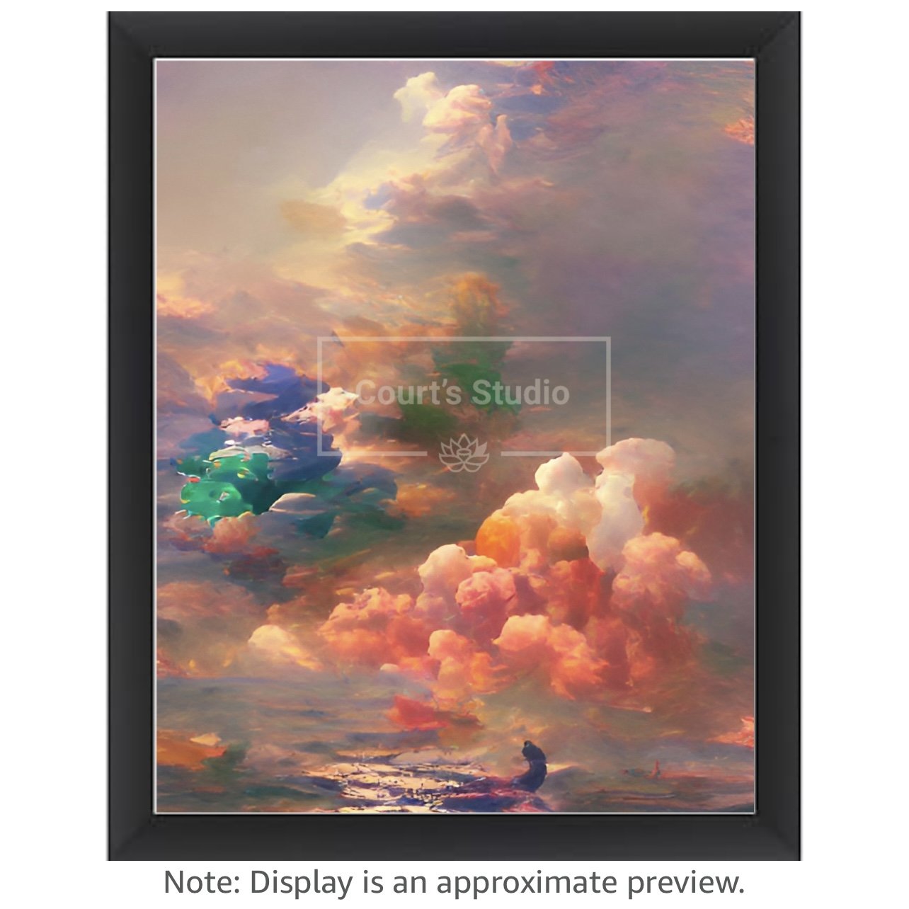 Custom 16x20 synesthesia art canvas with a sleek black frame, blending vibrant visuals and sounds in a unique design.