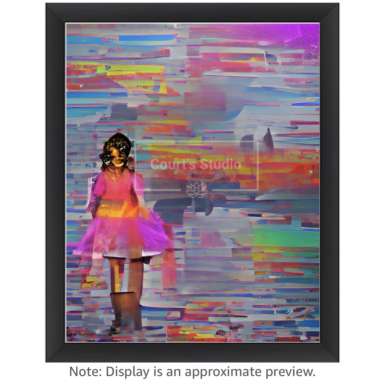 Custom 16x20 synesthesia art canvas with a sleek black frame, blending vibrant visuals and sounds in a unique design.