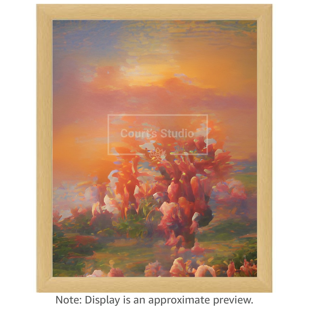 Custom 16x20 synesthesia art canvas with a classic neutral frame, showcasing vibrant and immersive visuals and sounds.