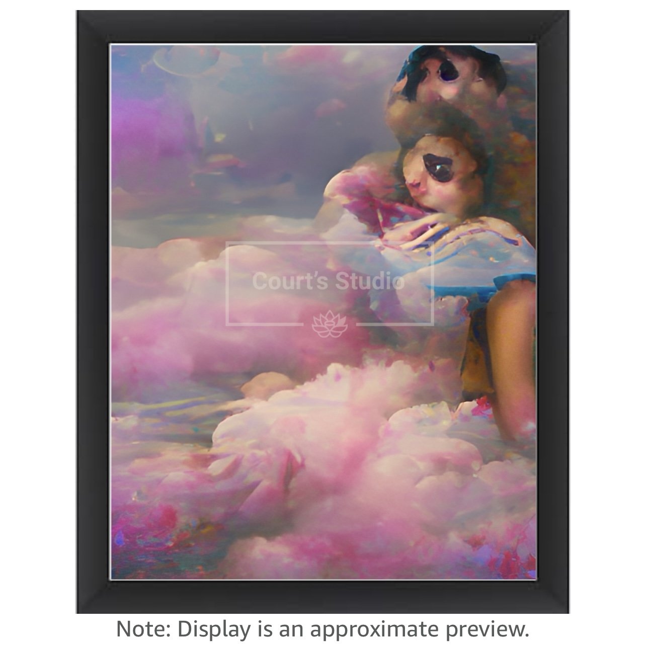 Custom 16x20 synesthesia art canvas with a sleek black frame, blending vibrant visuals and sounds in a unique design.
