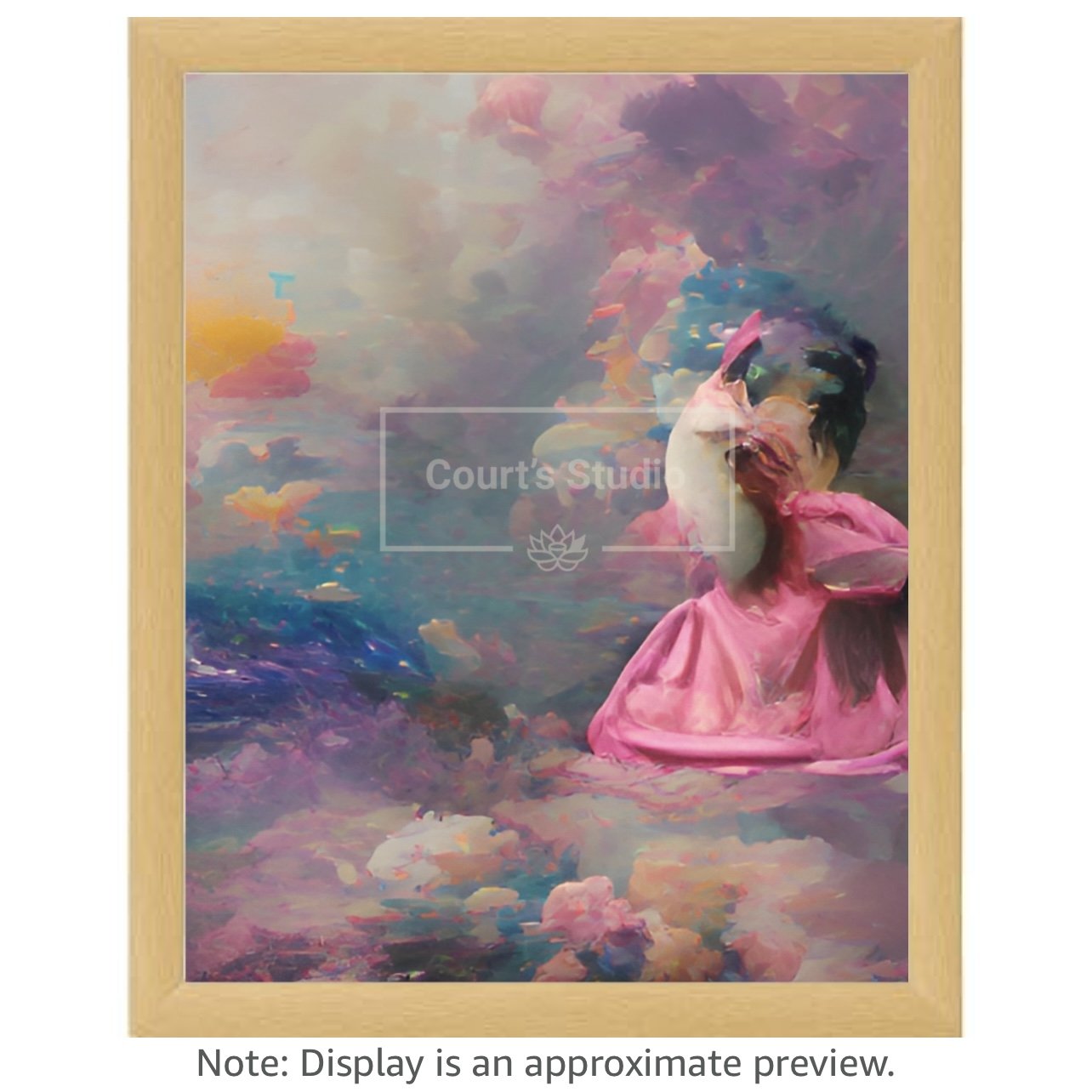 Custom 16x20 synesthesia art canvas with a classic neutral frame, showcasing vibrant and immersive visuals and sounds.