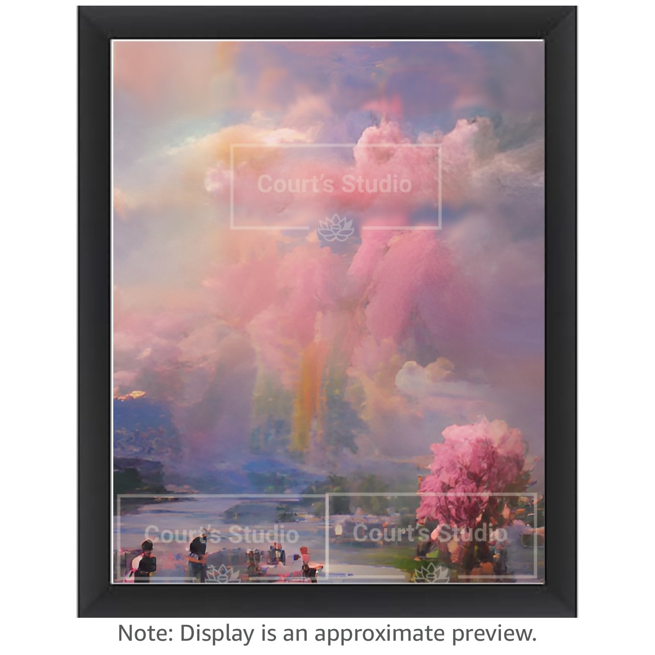 Custom 16x20 synesthesia art canvas with a sleek black frame, blending vibrant visuals and sounds in a unique design.