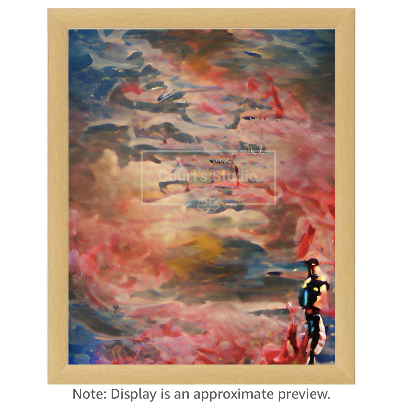 Custom 16x20 synesthesia art canvas with a classic neutral frame, showcasing vibrant and immersive visuals and sounds.