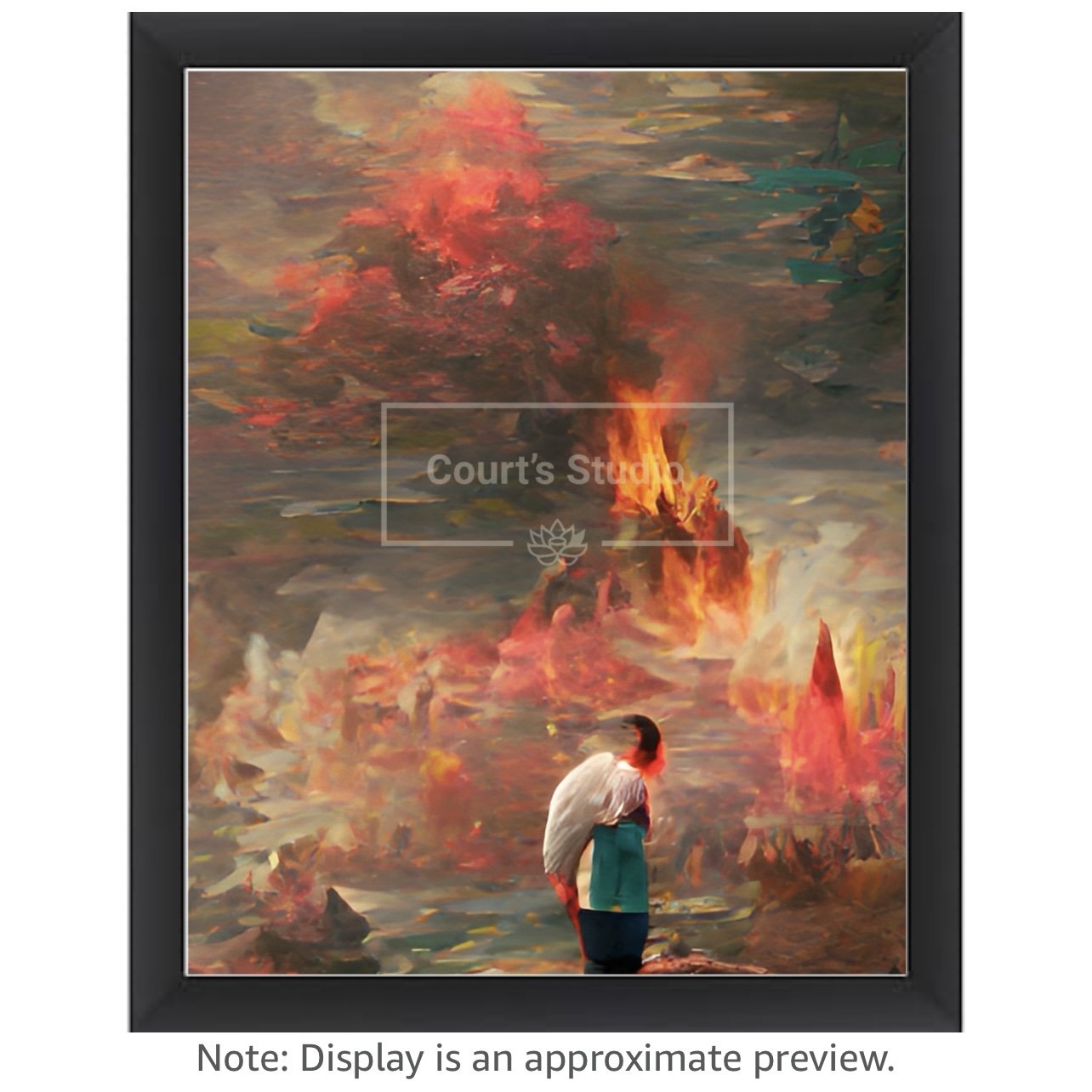Custom 16x20 synesthesia art canvas with a sleek black frame, blending vibrant visuals and sounds in a unique design.