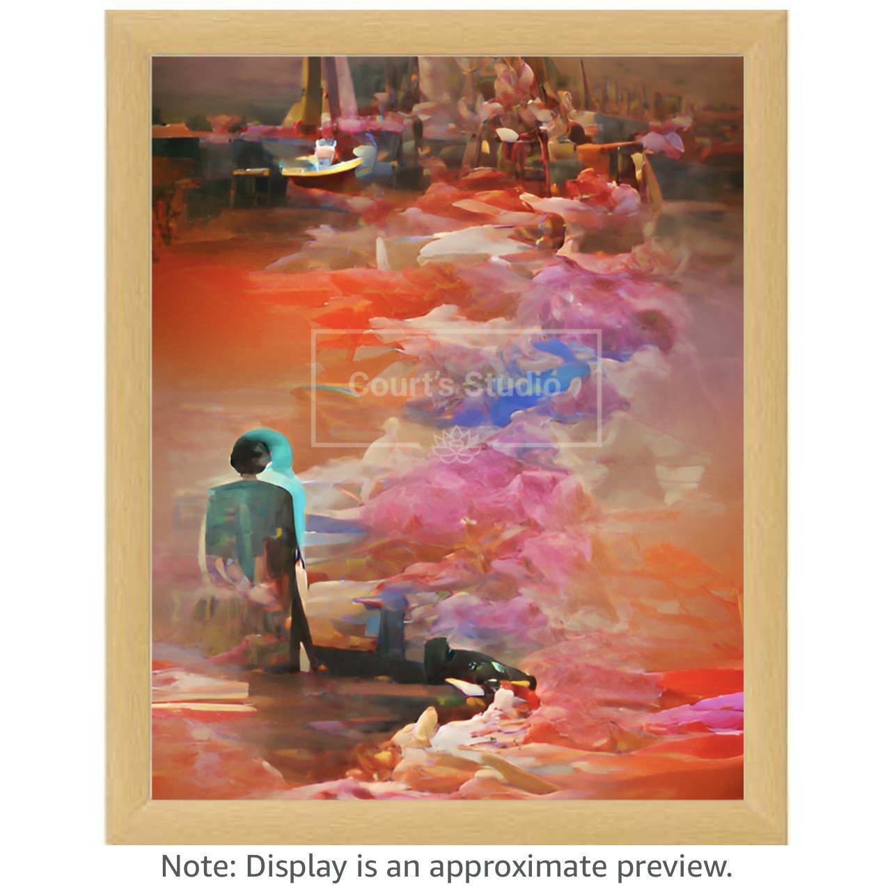 Custom 16x20 synesthesia art canvas with a classic neutral frame, showcasing vibrant and immersive visuals and sounds.