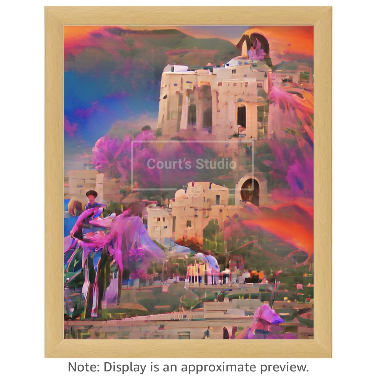 Custom 16x20 synesthesia art canvas with a classic neutral frame, showcasing vibrant and immersive visuals and sounds.