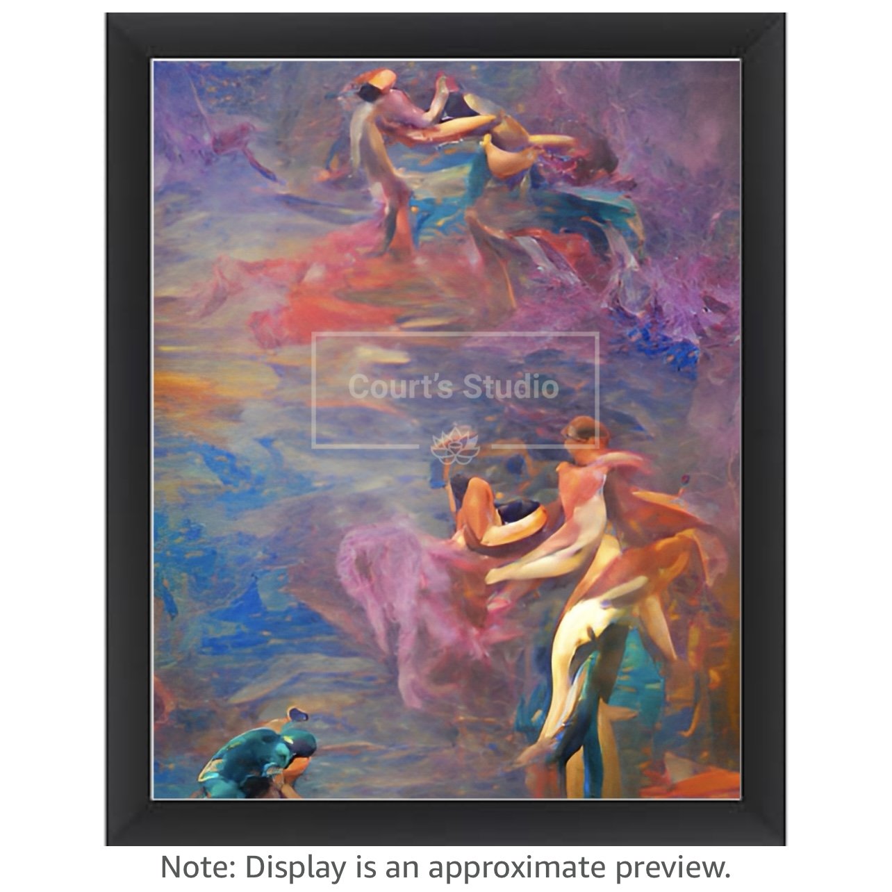 Custom 16x20 synesthesia art canvas with a sleek black frame, blending vibrant visuals and sounds in a unique design.