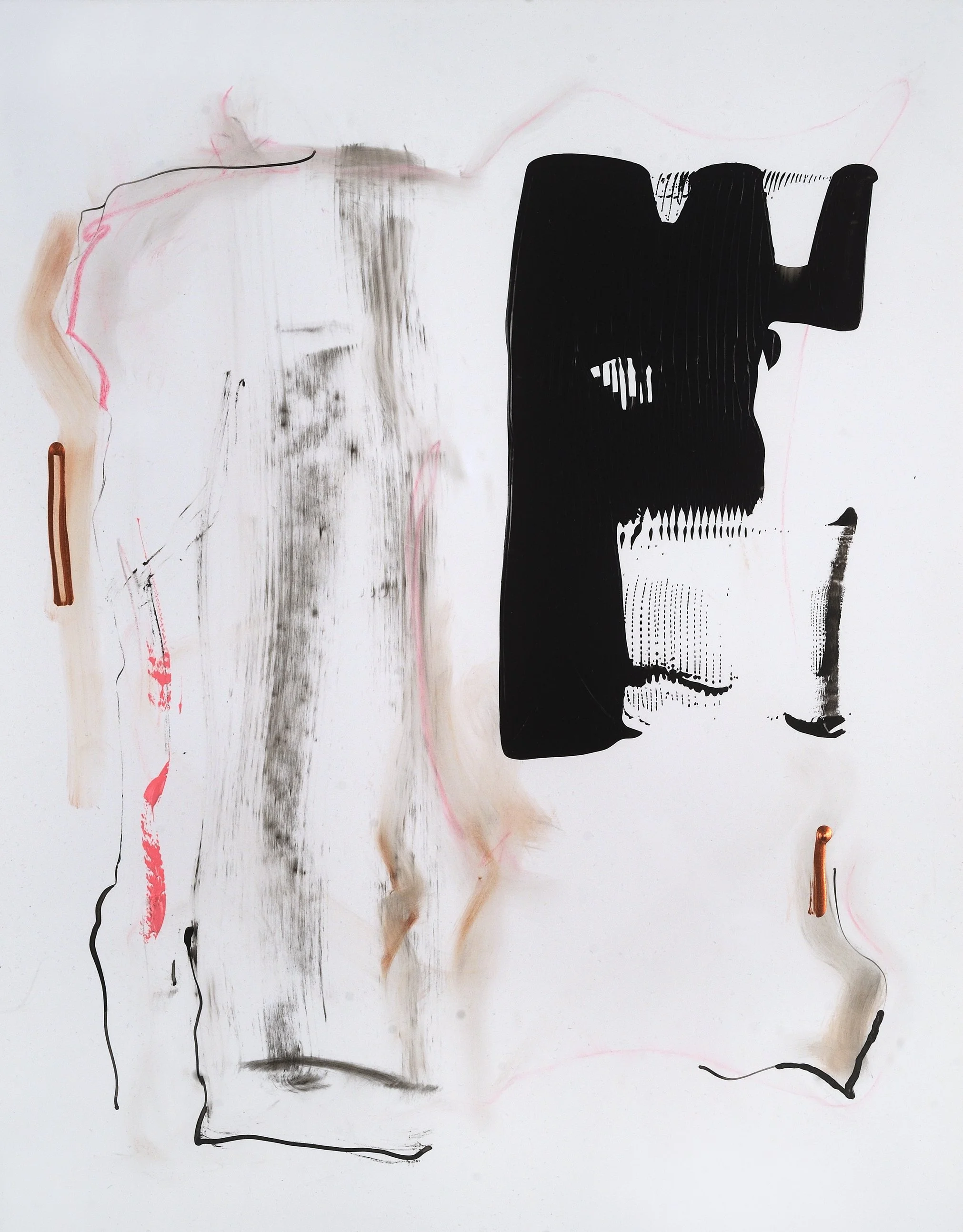 untitled, 2018, Acrylic, Ink, Charcoal and Conte Crayon on Yupo Paper, 11 x 14 inches 