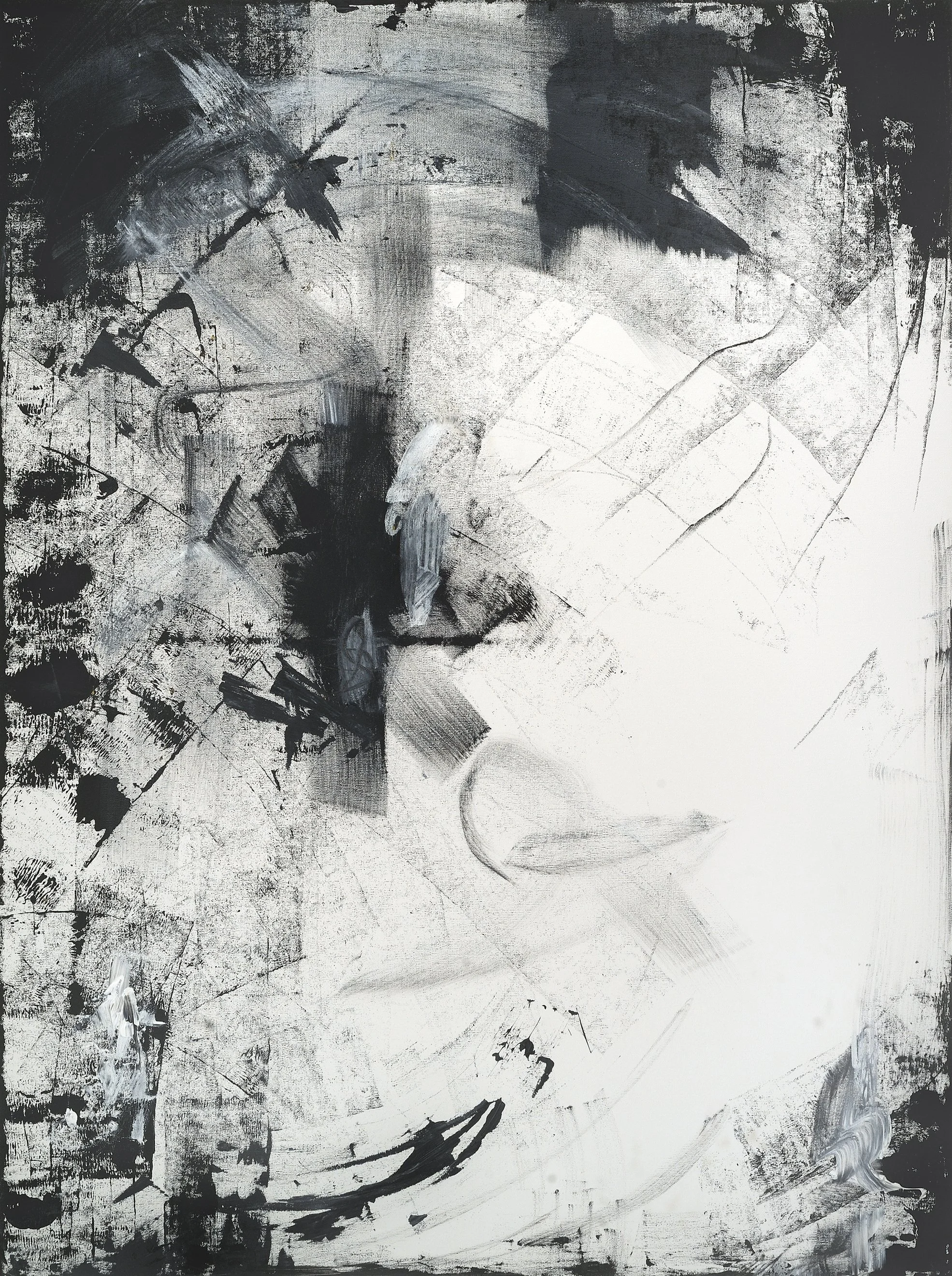 black & white abstraction, 2017, Acrylic on Canvas, 36 x 48 inches 