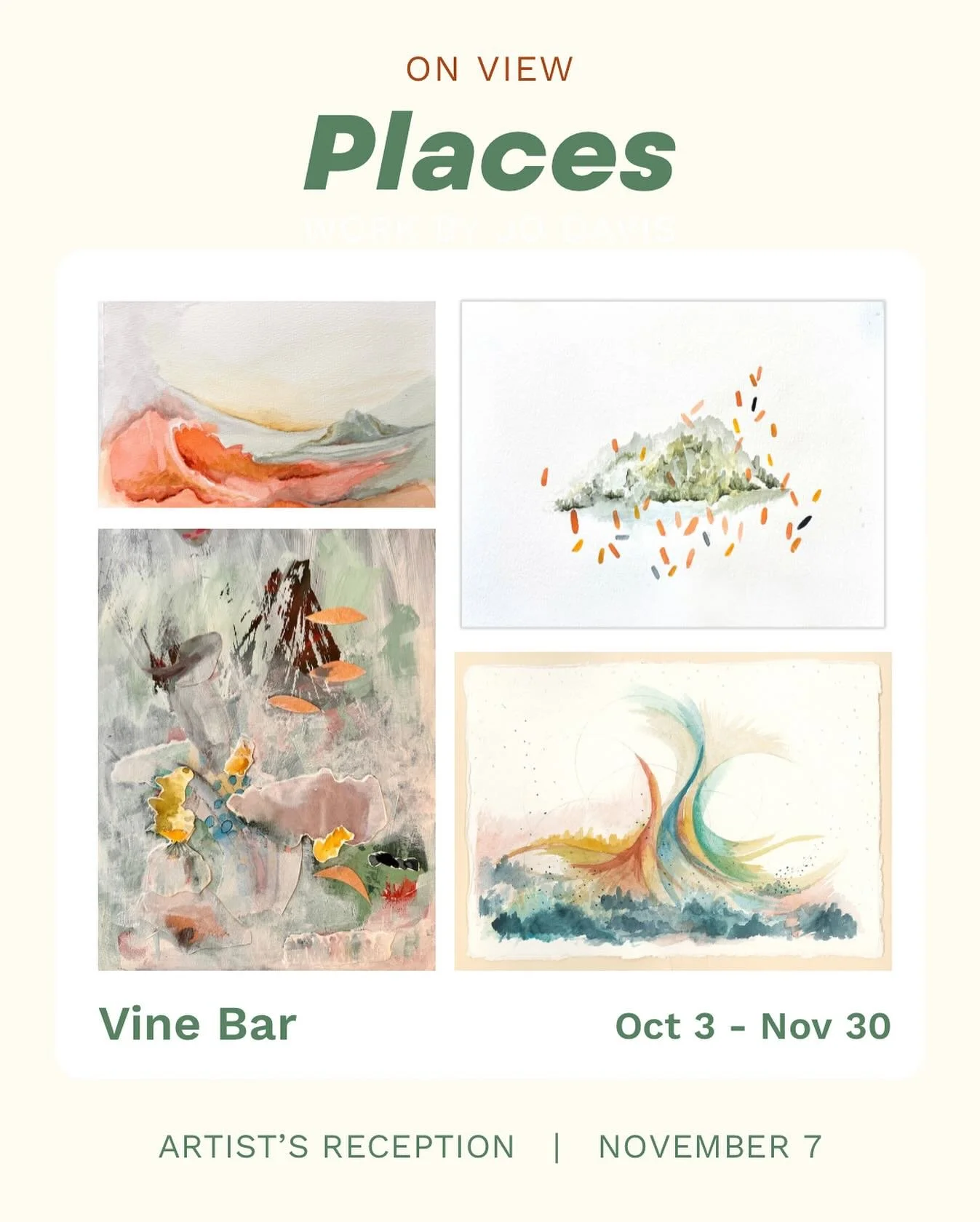 I&rsquo;m so proud of the show up at @vinebarcollective right now.

This collection features watercolor works inspired by my time in Tuscany, alongside mixed media, oil, and acrylic pieces that explore themes of place, memory, and emotional landscape