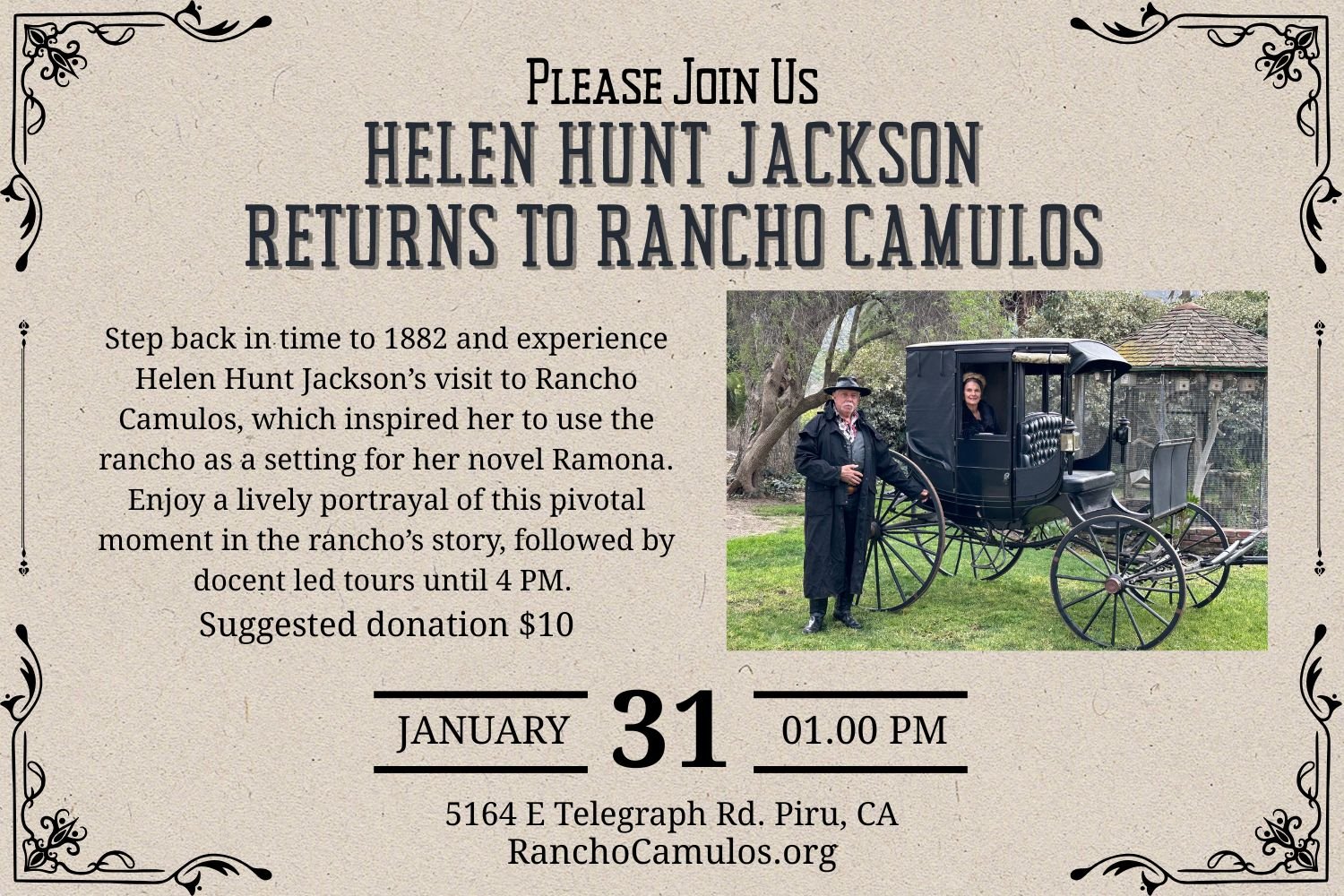 HELEN HUNT JACKSON RETURNS TO RANCHO CAMULOS