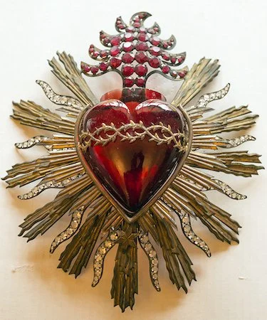 Sacred Heart, glass and metal, circa late 19th century