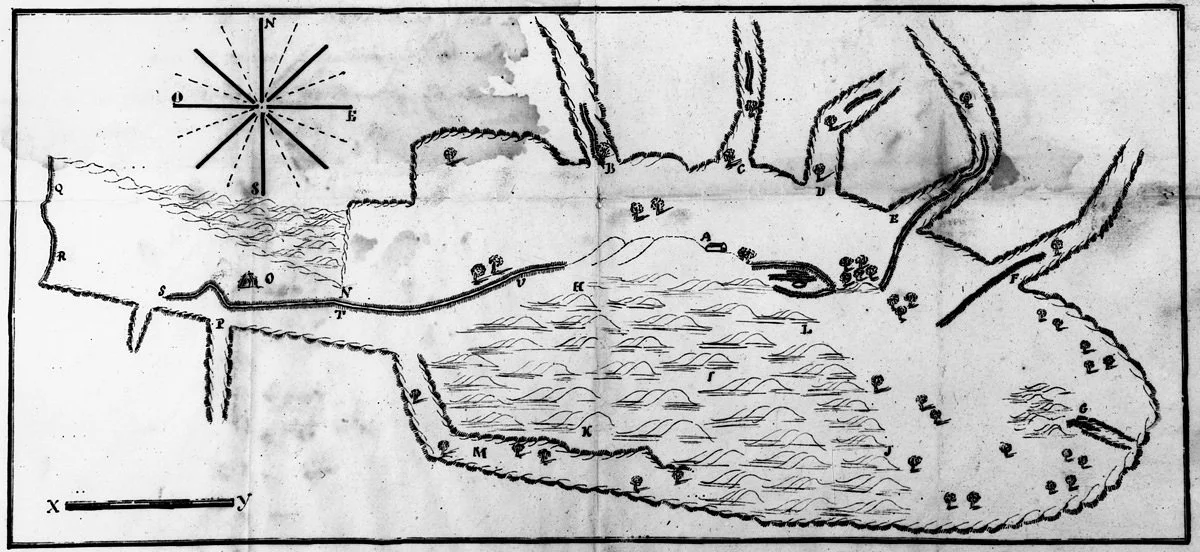 Map of Rancho Camulos, part of the larger Rancho San Francisco, around 1843