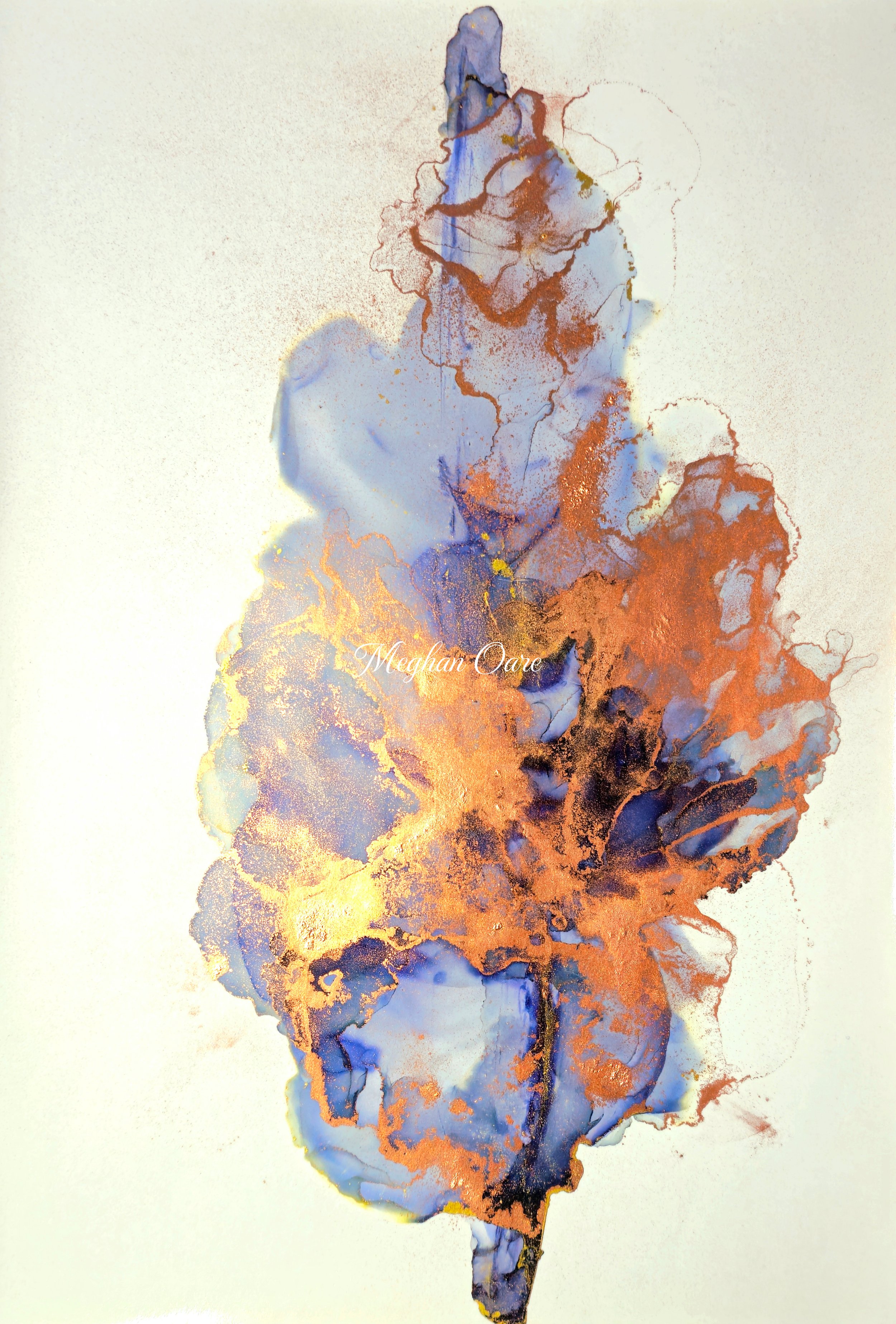 Amber Autumn, an expressionistic marvel crafted with alcohol inks, embodies the vibrant soul of the fall season. This captivating artwork swirls with the warm, golden hues of amber, echoing the crispness of autumn leaves and the gentle embrace of fad