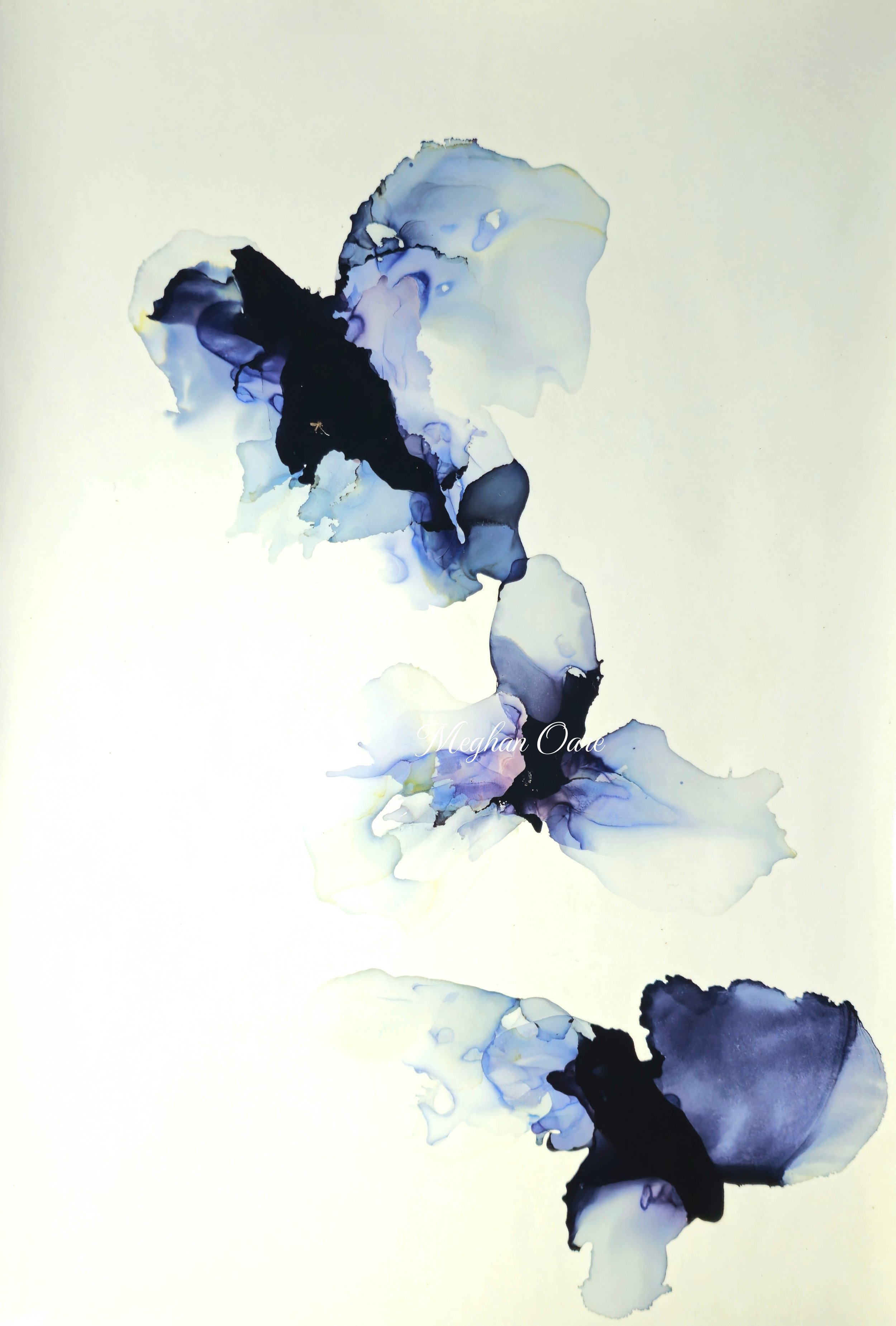 Bow Tie is a testament to elegance with a touch of azure allure. Crafted from alcohol inks, this expressionistic piece marries the sophistication of black with a mesmerising blue essence. Its dynamic strokes evoke the refined curves of a classic bow
