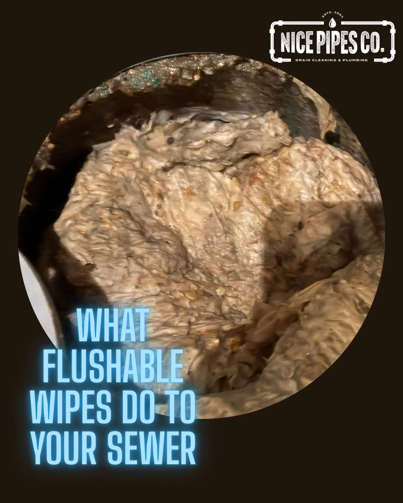 🚽 Friendly reminder from Nice Pipes Co. 🚽

Those &ldquo;flushable&rdquo; wipes? 👉 They are NOT flushable.

This was a tough (and messy) job, wipes clogged the sewer system and caused a massive sewer backup. 😬

Do your pipes a favour: toss them, d